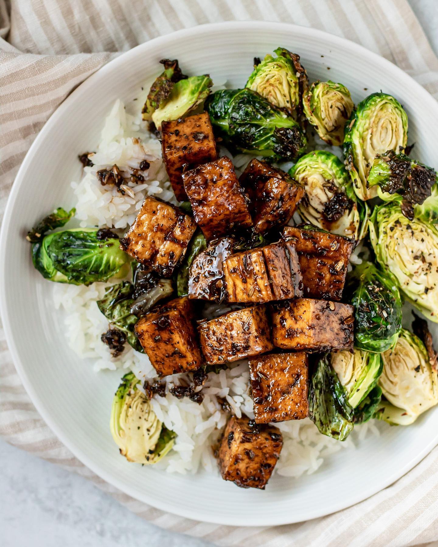 Balsamic Tofu with Basil and Fennel Seeds