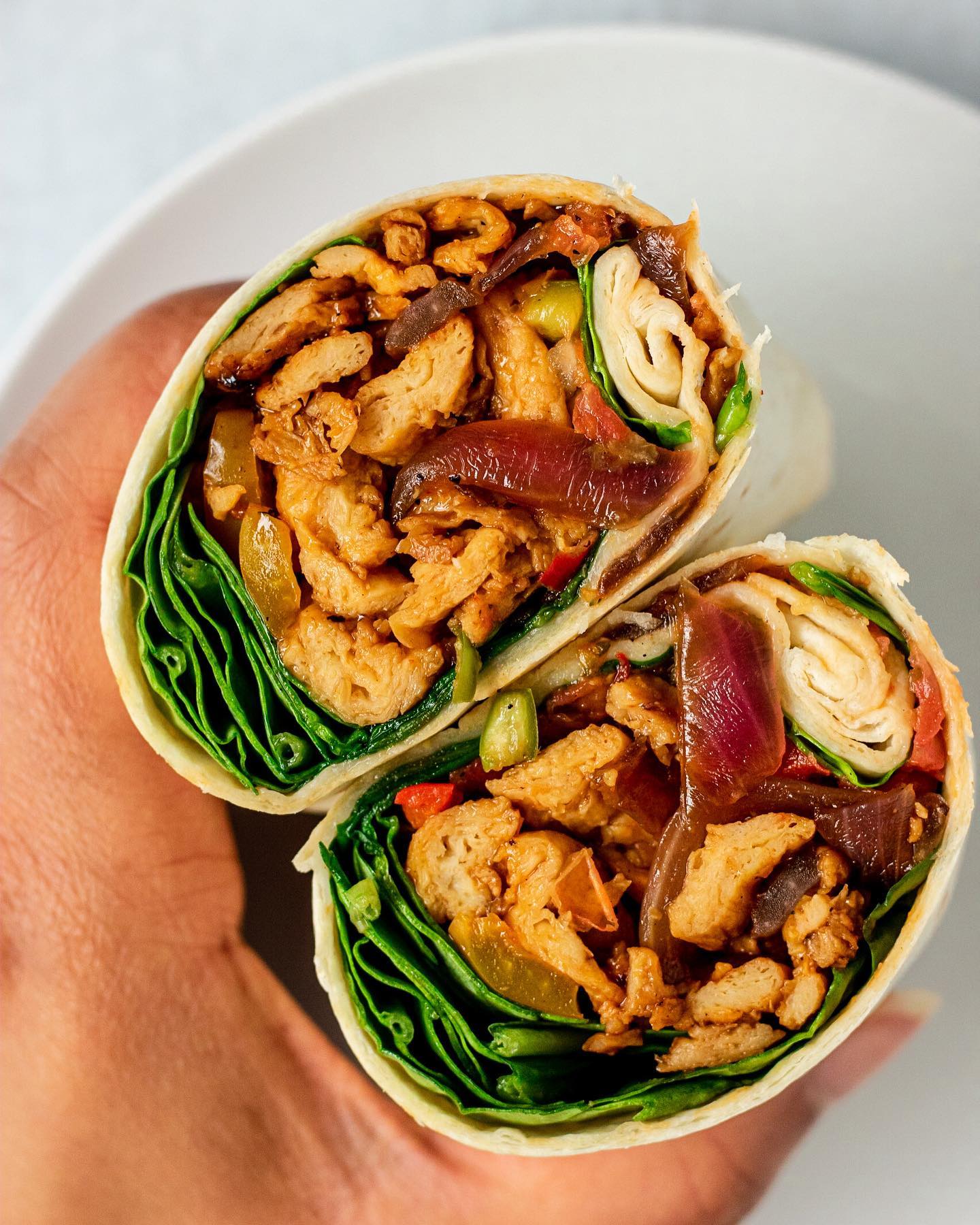 Flavorful Spinach and Soy Curl Stuffed Wrap