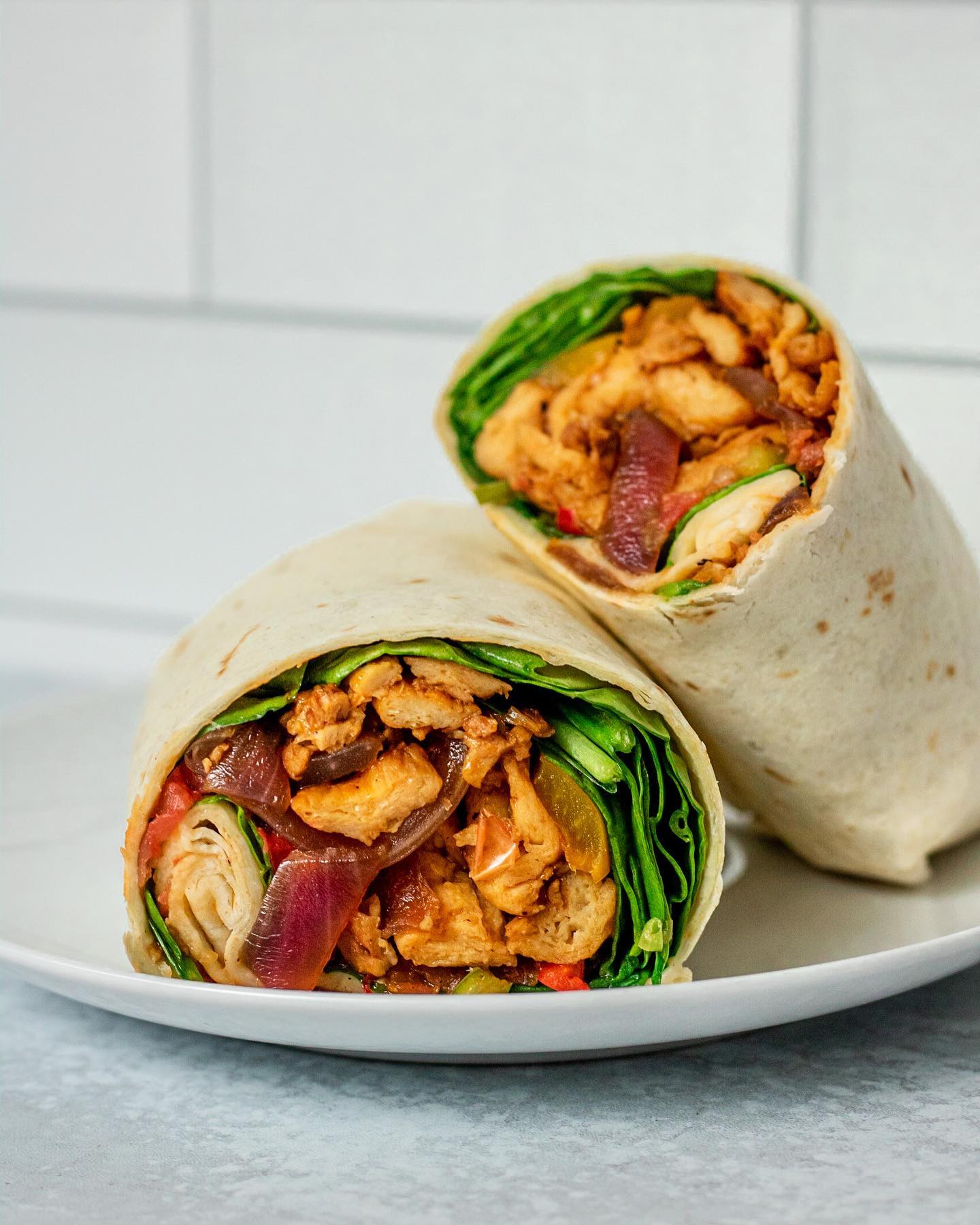 Flavorful Spinach and Soy Curl Stuffed Wrap