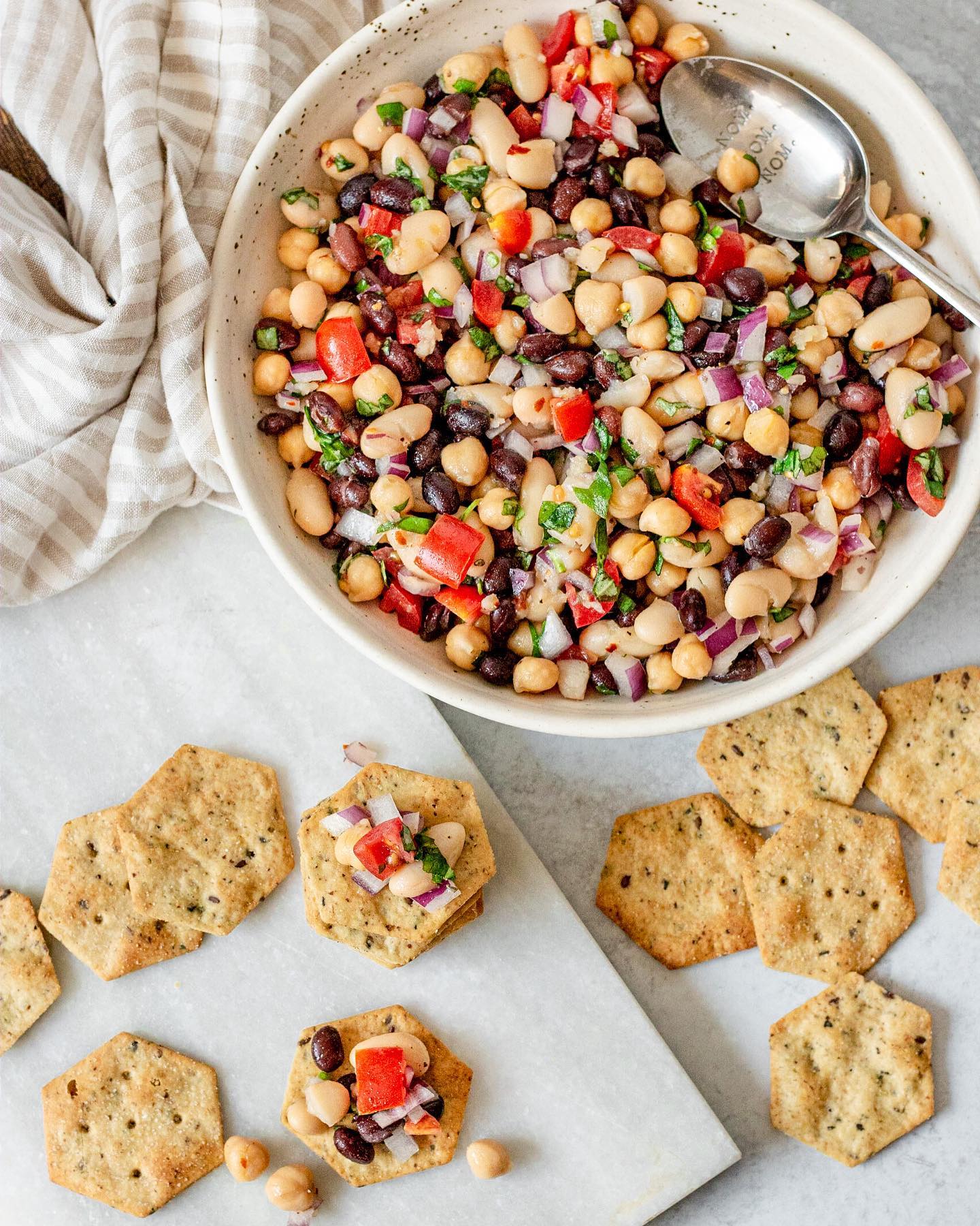 Nutrient-Packed Seed Crackers with Lemon Basil Three Bean Salad