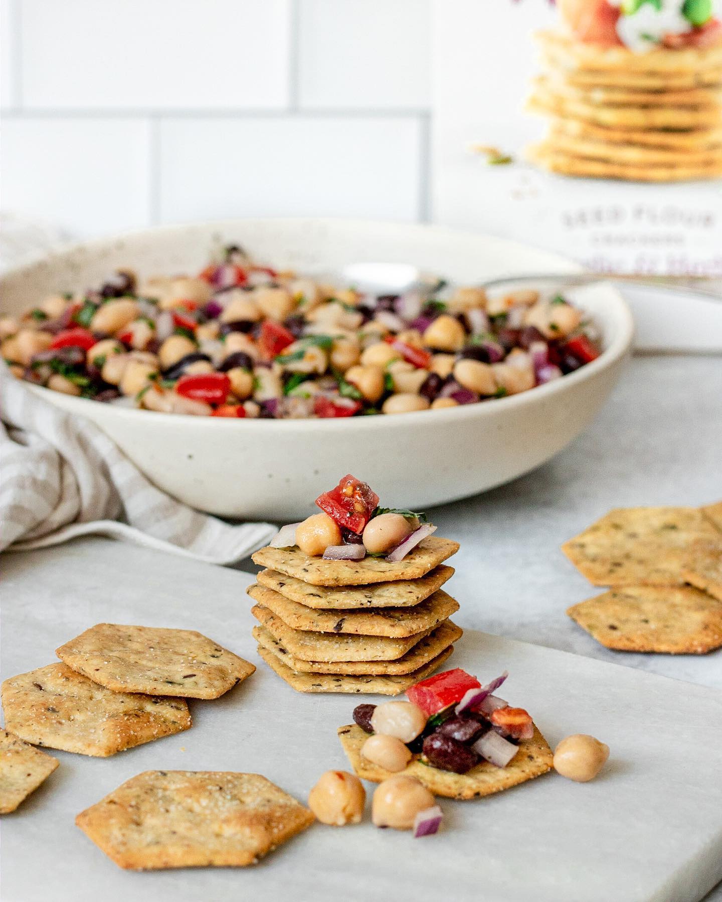 Nutrient-Packed Seed Crackers with Lemon Basil Three Bean Salad