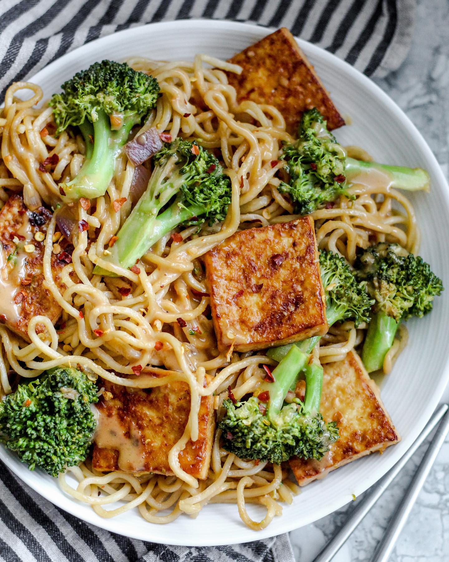 Spicy Baked Tofu Noodle Bowl