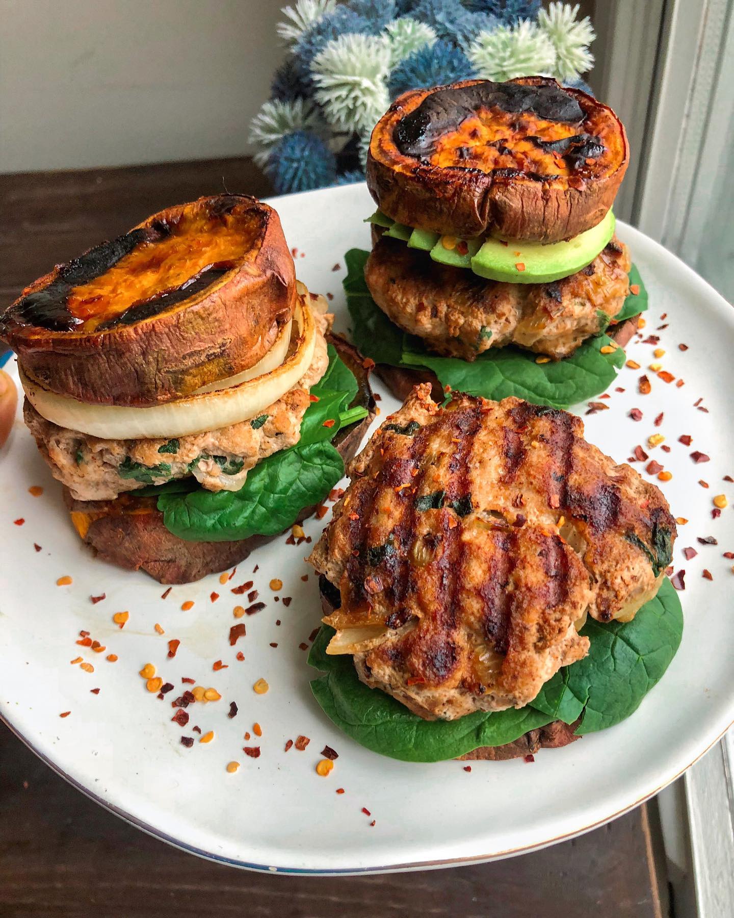 Spinach and Feta Chicken Burgers