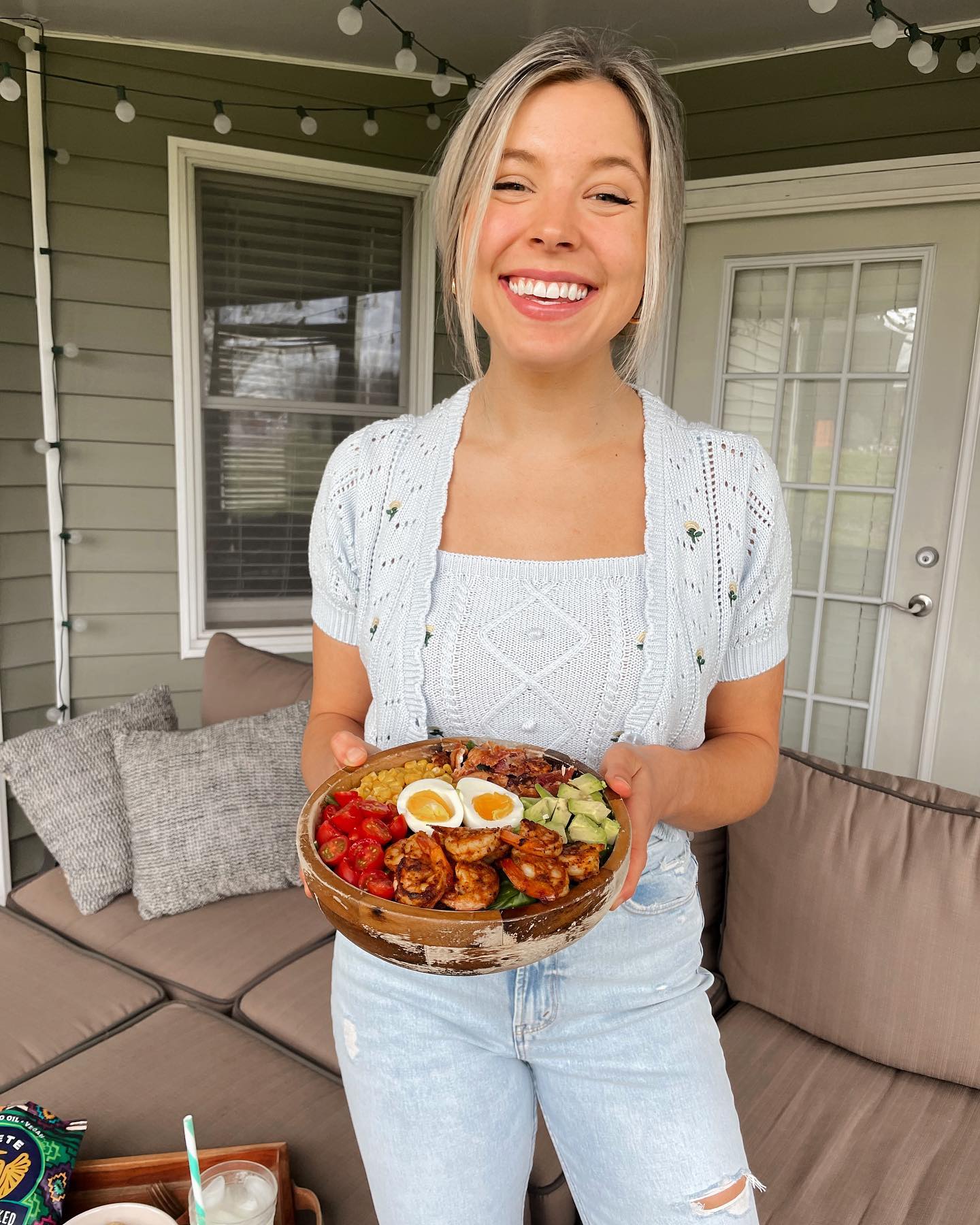 Shrimp Cobb Salads with Avocado Dressing