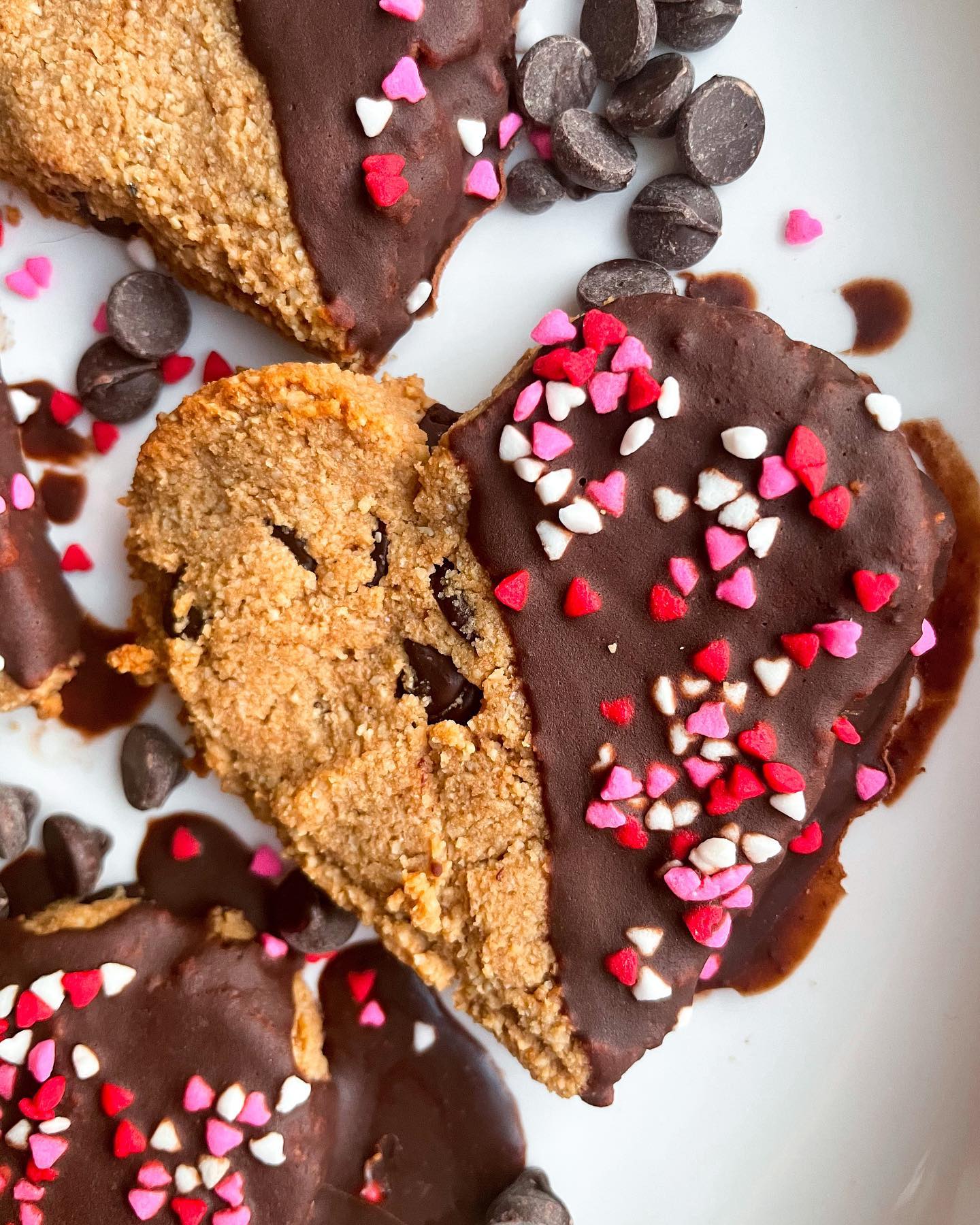 Vegan & Gluten-Free Heart-Shaped Chocolate Chip Cookies