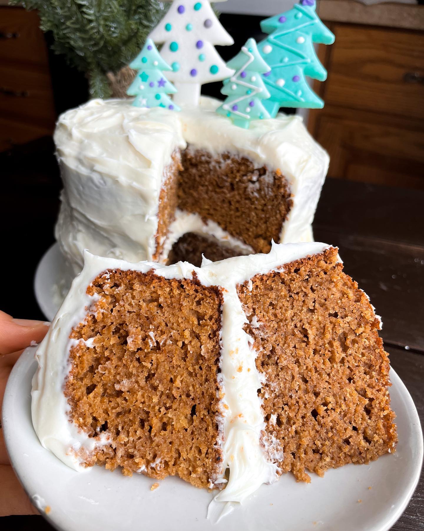 Gluten Free Gingerbread Cake with Vanilla and Gingerbread Layers