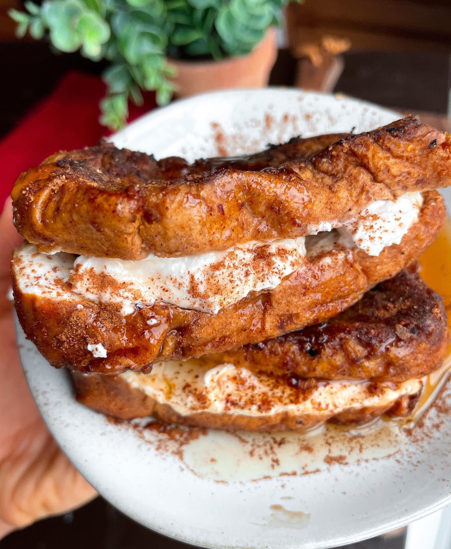 Vegan Cream Cheese Stuffed Pumpkin French Toast