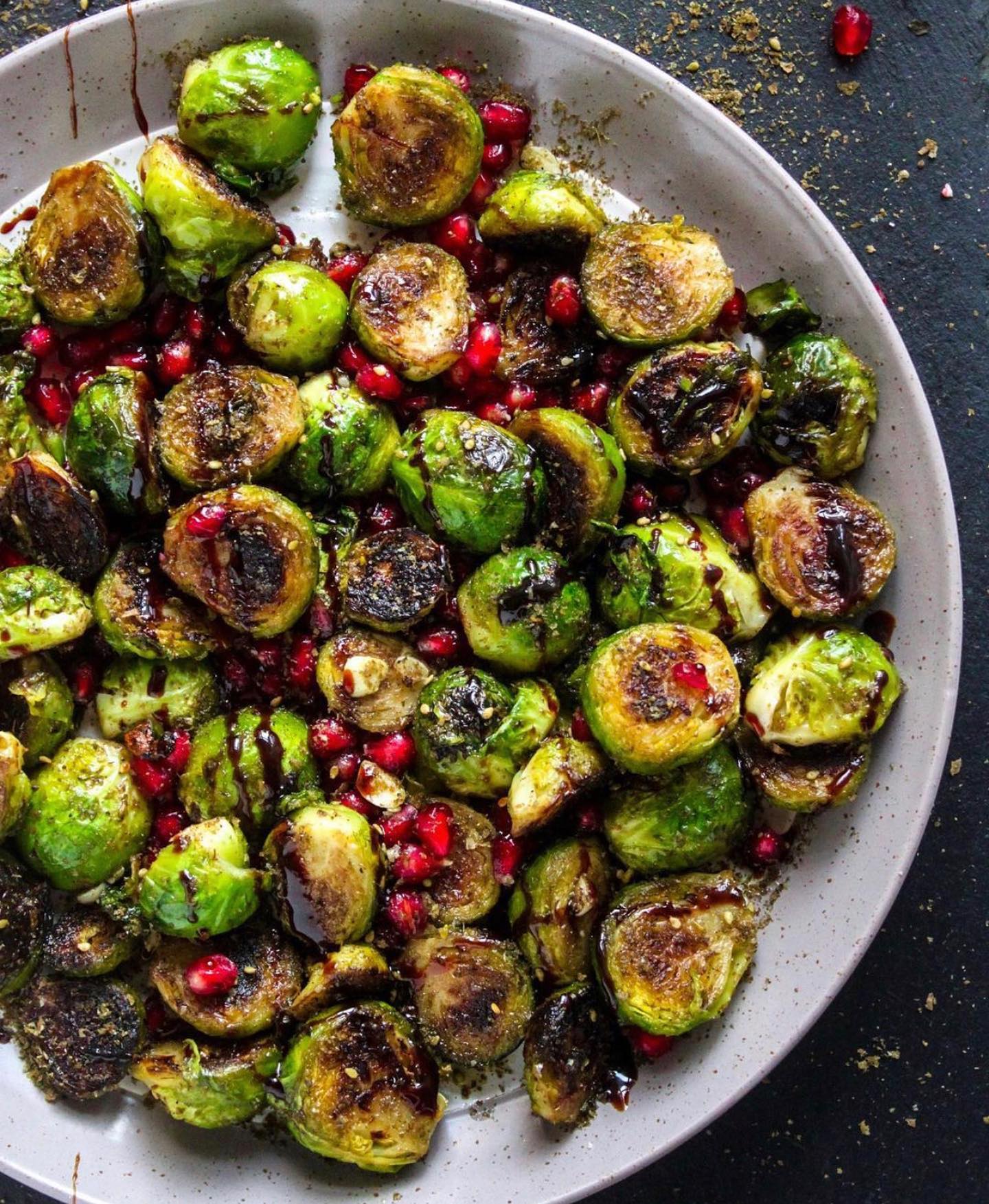 Charred Brussels Sprouts with Za'atar and Date Syrup