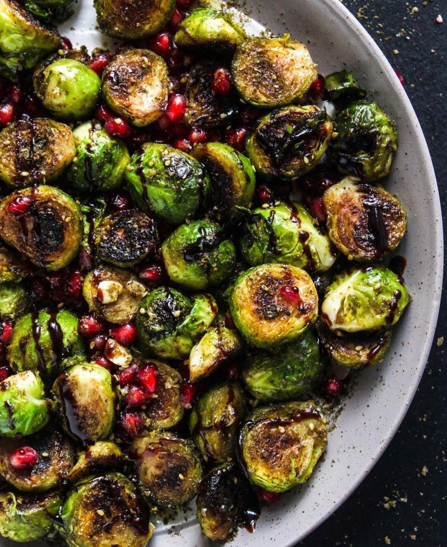 Charred Brussels Sprouts with Za'atar and Date Syrup