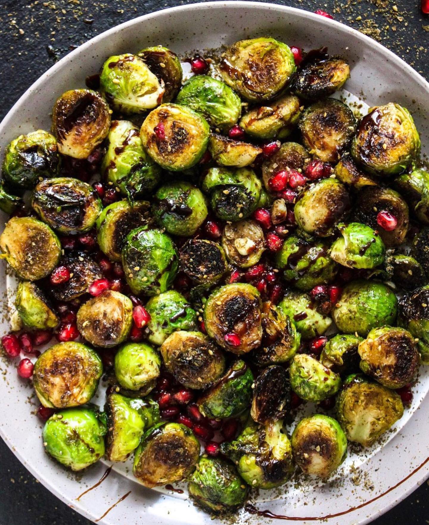 Charred Brussels Sprouts with Za'atar and Date Syrup