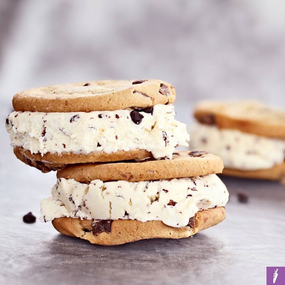 Raw Creamy Chocolate Chip Ice Cream Sandwich