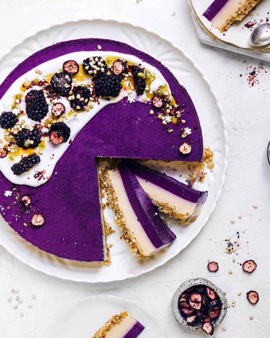 Blackberry + Coconut Panacotta Vegan Tart