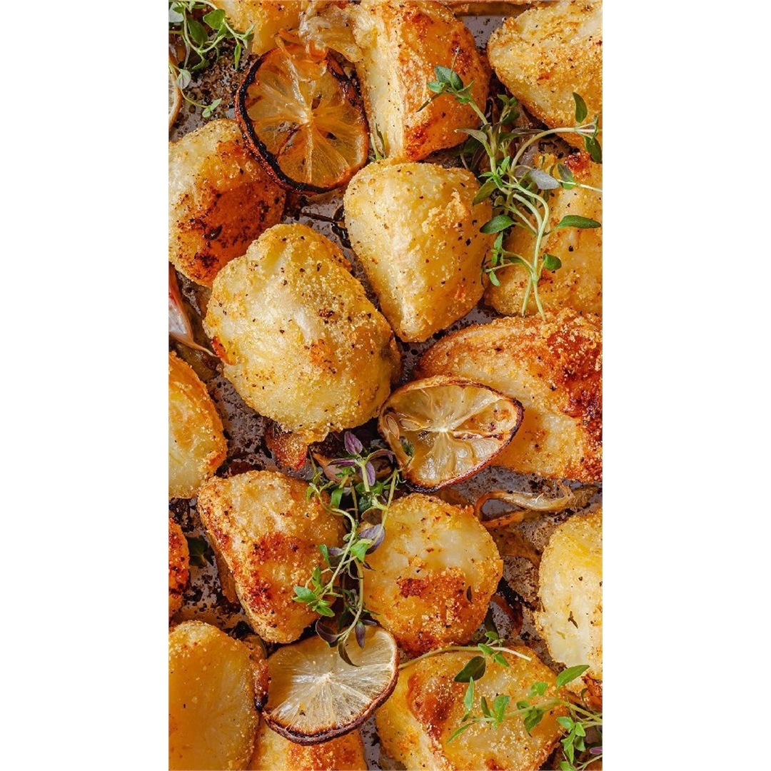 Low-Waste Lemon and Polenta Crispy Roast Potatoes