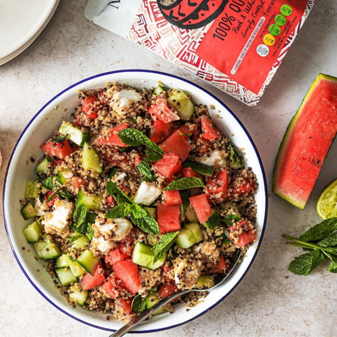 Vegan Quinoa, Watermelon & Feta Summer Salad