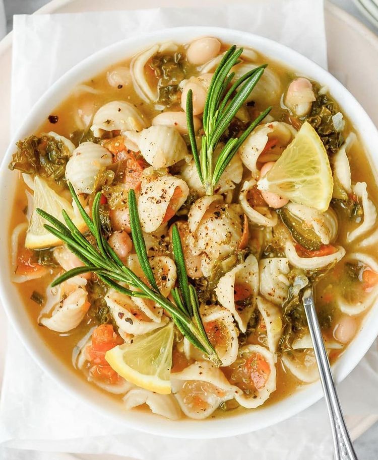 Lemon Rosemary Kale Noodle Soup