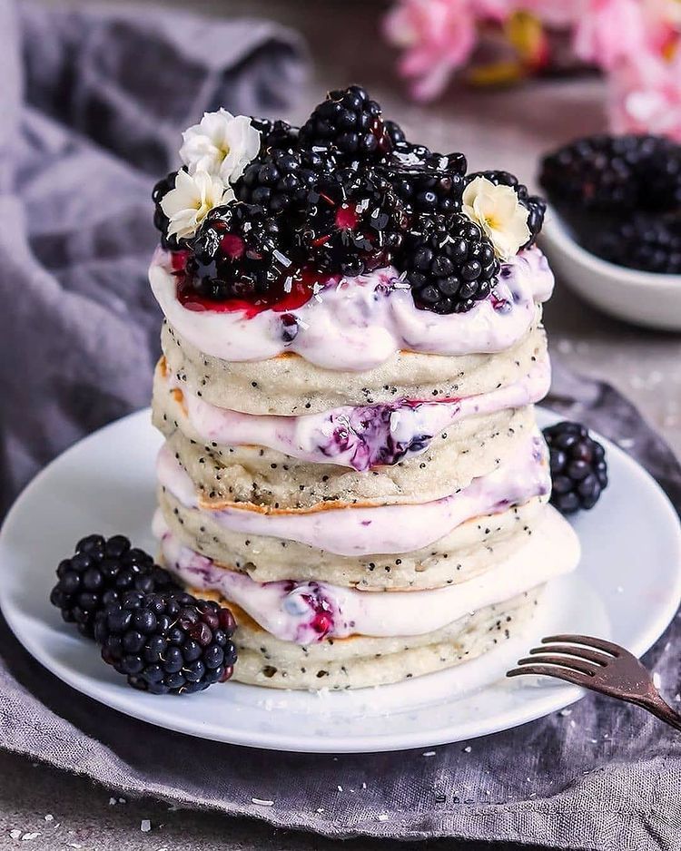 Fluffy Blueberry Poppy Seed Pancakes