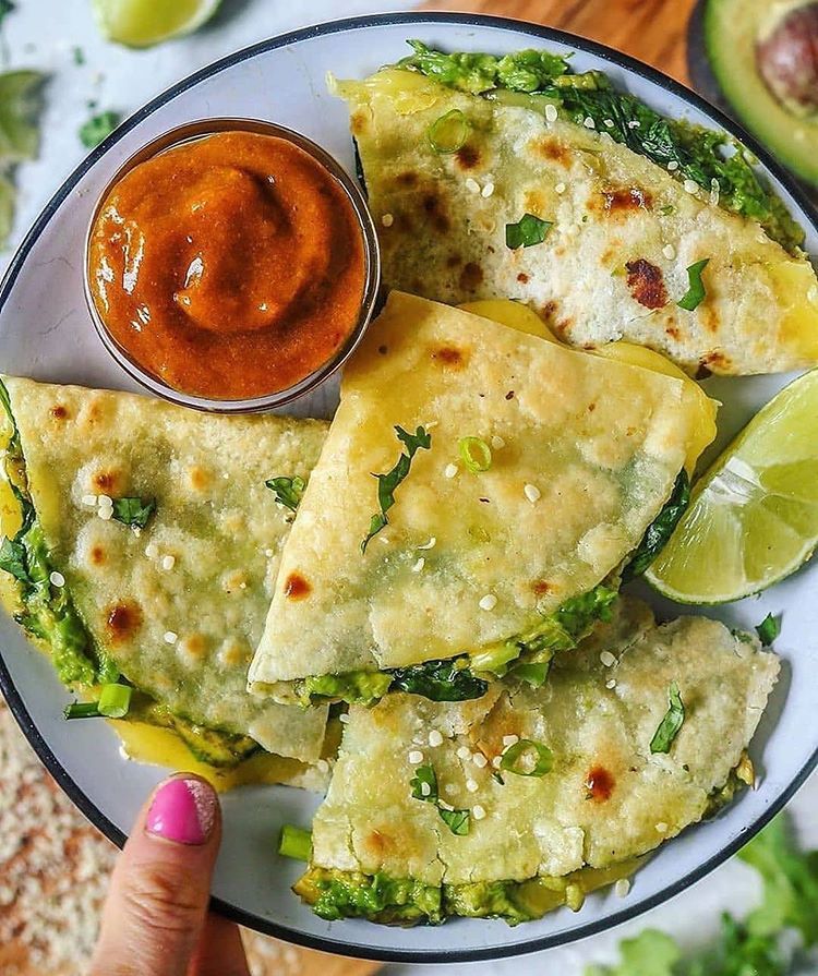 Avocado Spinach Black Bean Quesadillas