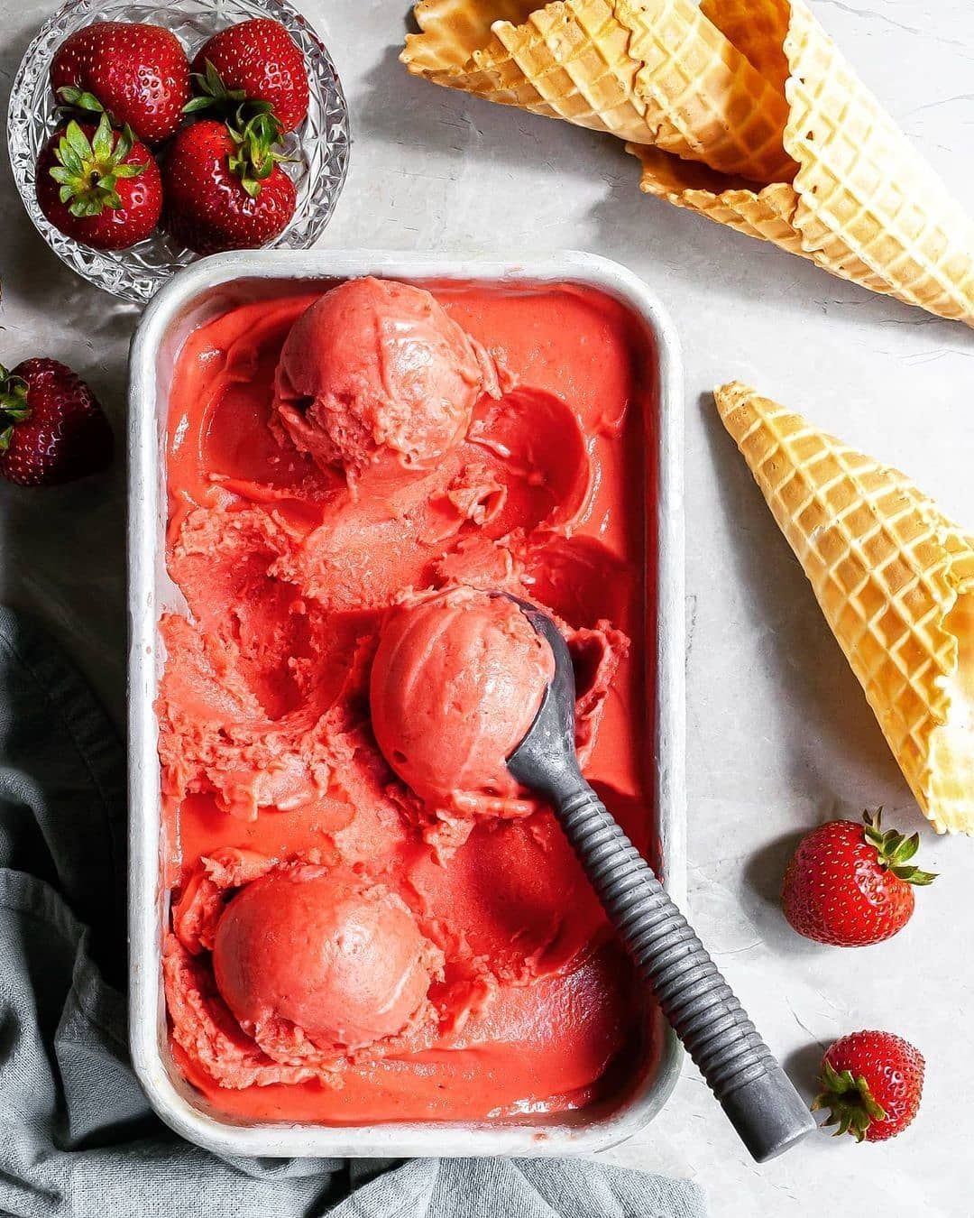 Homemade Strawberry Rhubarb Sorbet