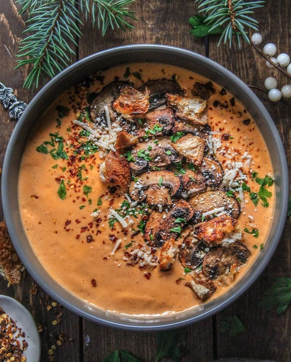 Smoky Red Pepper and Aubergine Soup