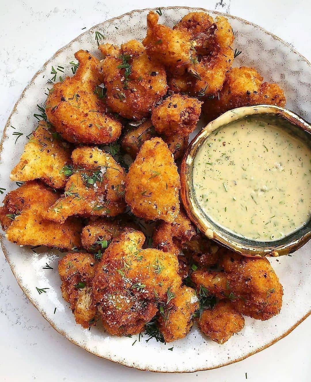 Lemon Pepper Cauliflower Bites with Sweet Tahini Ranch