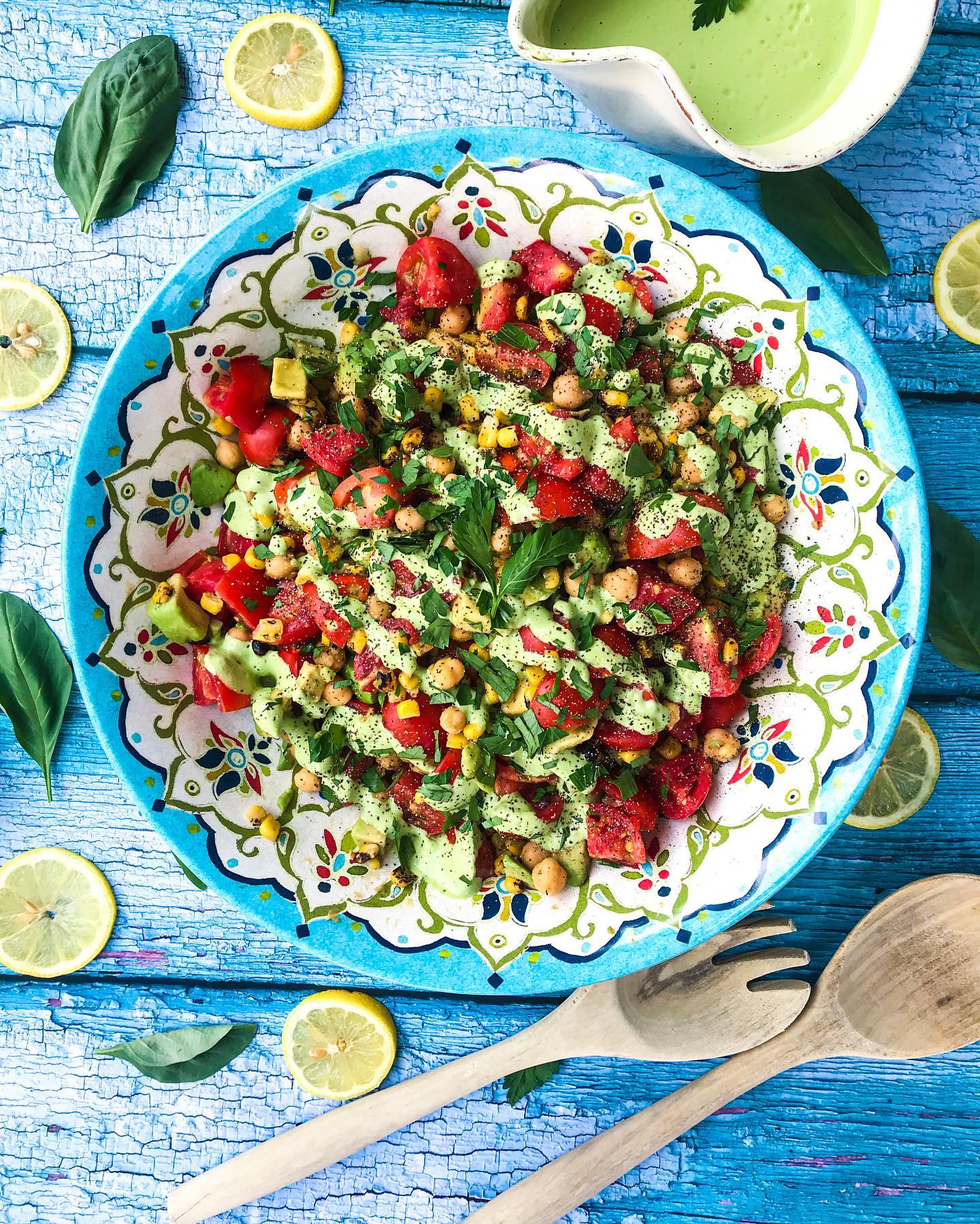 Creamy Basil Lemon Avocado Salad