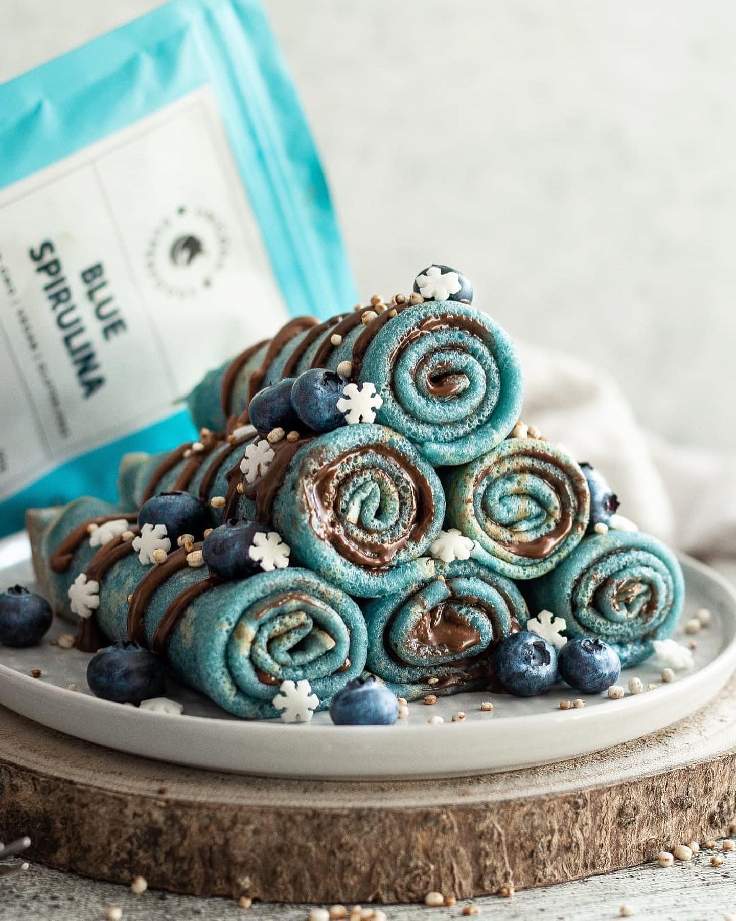 Blueberry Chocolate Crepe Rolls