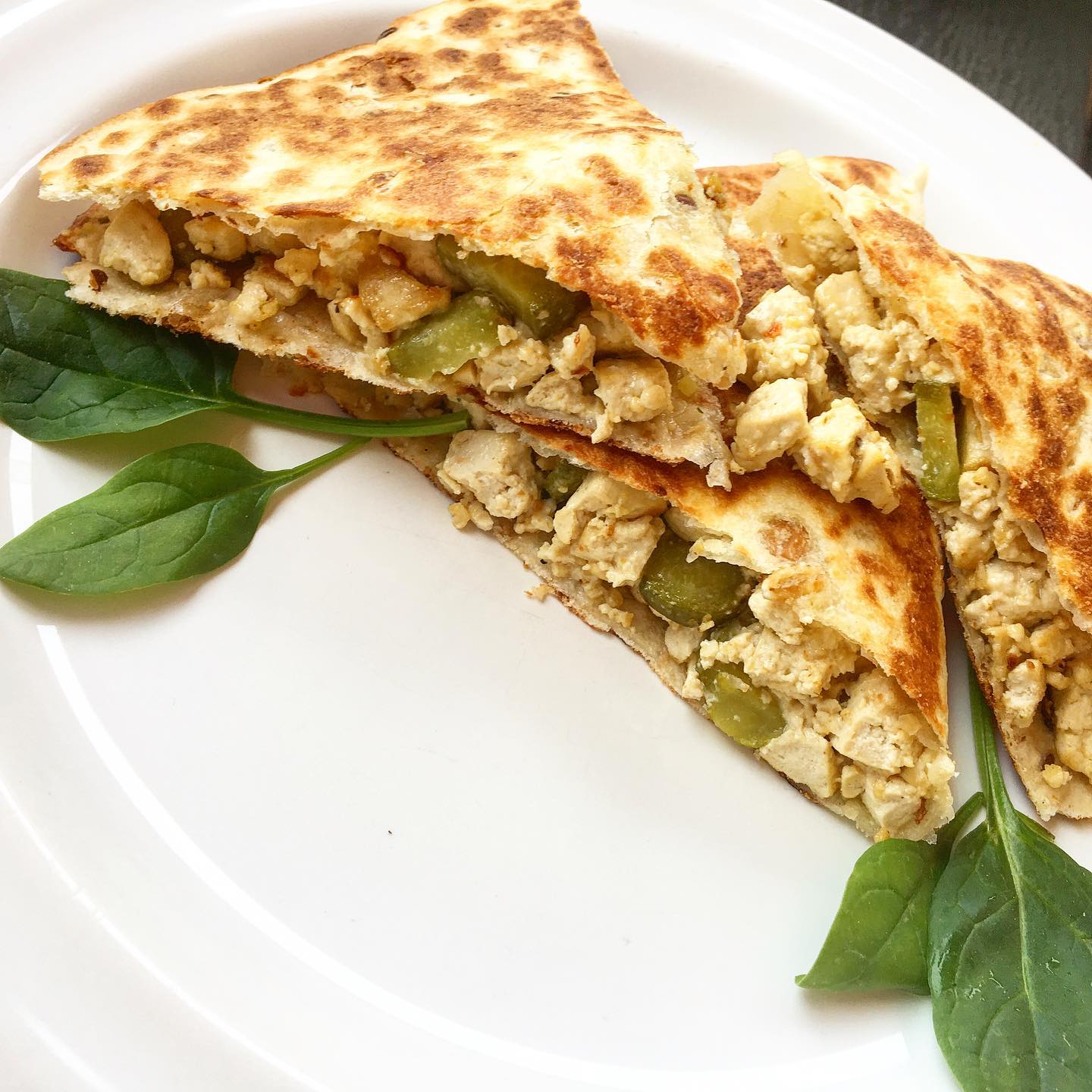 Vegan Scrambled Tofu Quesadilla