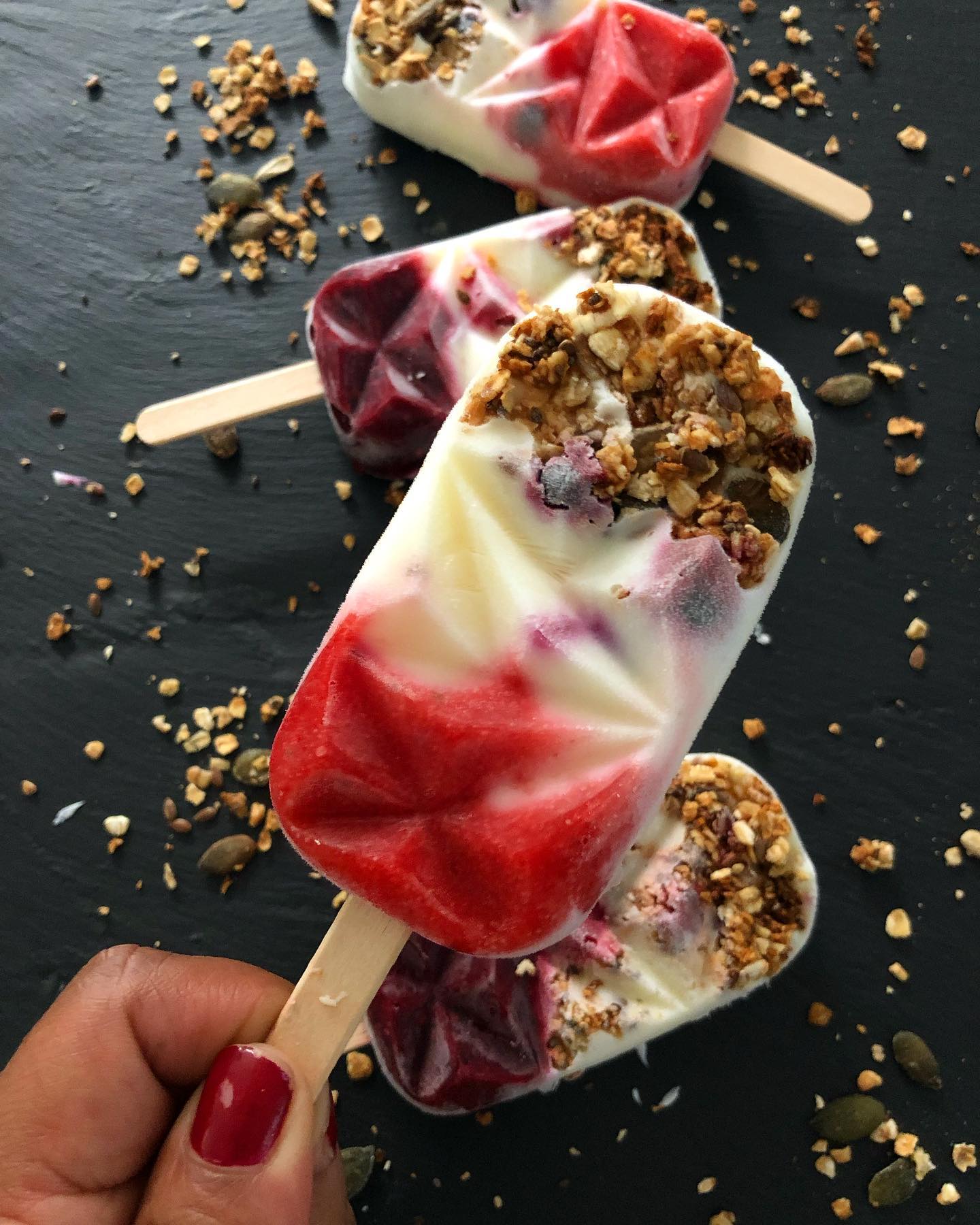 Yogurt Berry Granola Breakfast Lollies