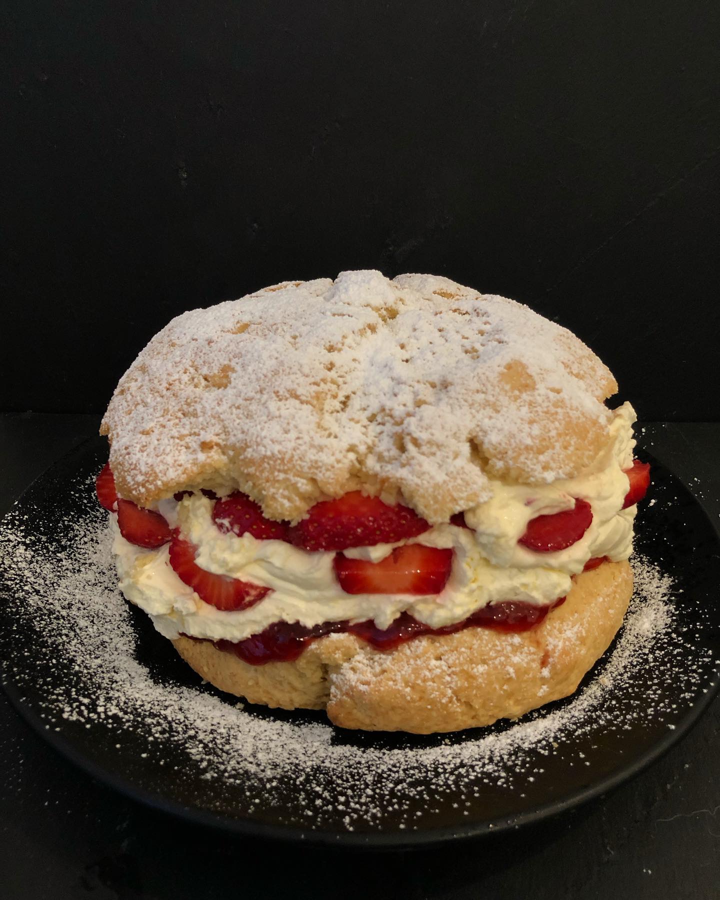 Giant Scone with Whipped Cream, Clotted Cream, Jam & Strawberries