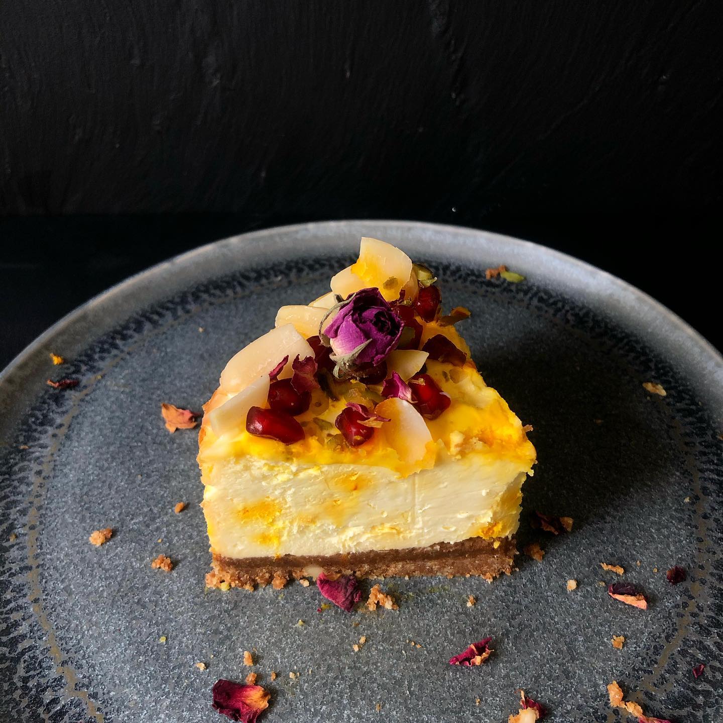 Saffron-Infused Shrikand Cheesecake with Nutty Lotus Biscoff Base