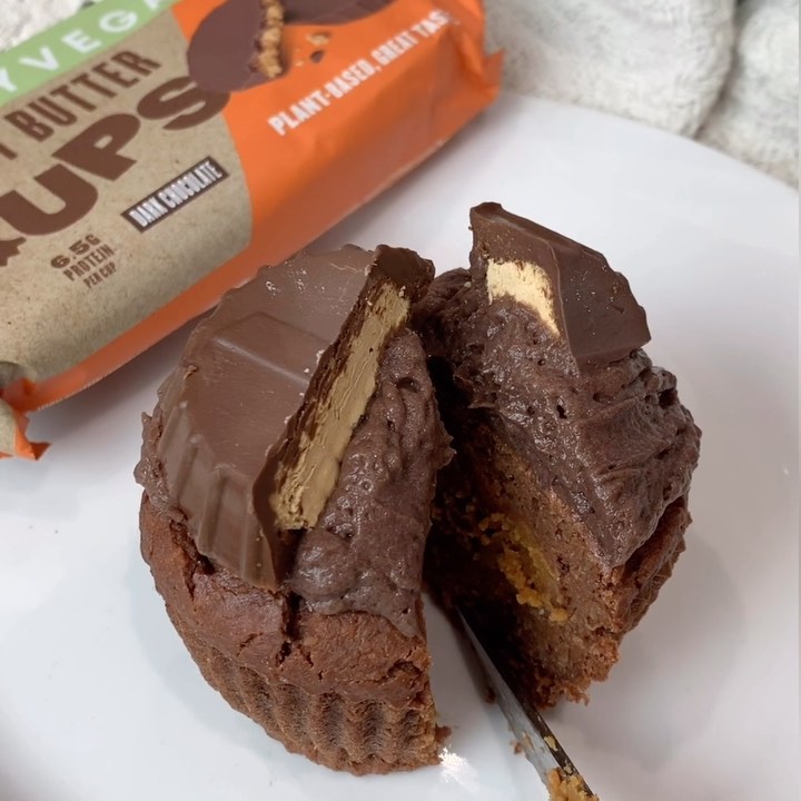Peanut Butter Stuffed Protein Chocolate Cupcake