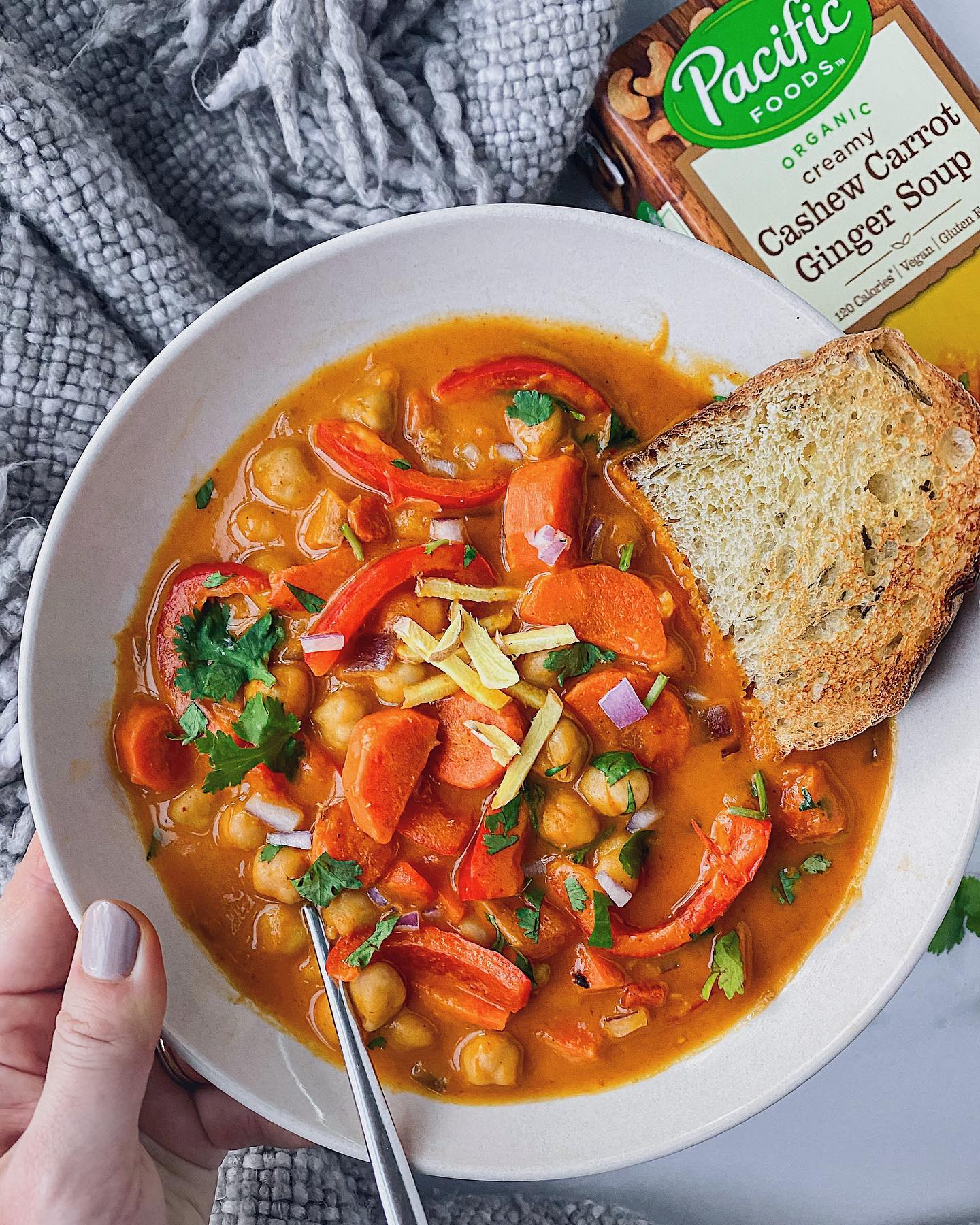 Thai Carrot Ginger Soup with Chickpeas