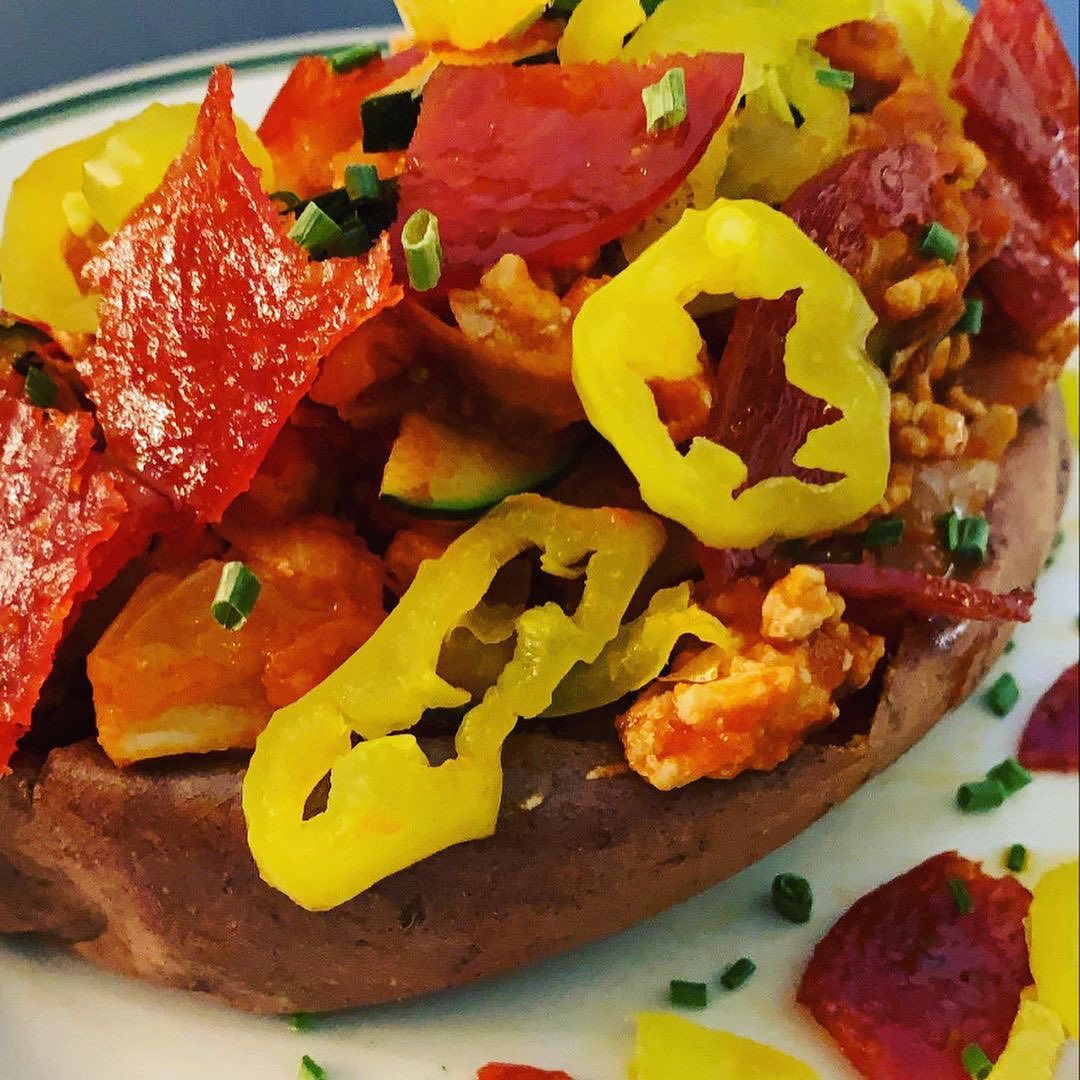 Pizza Stuffed Sweet Potatoes