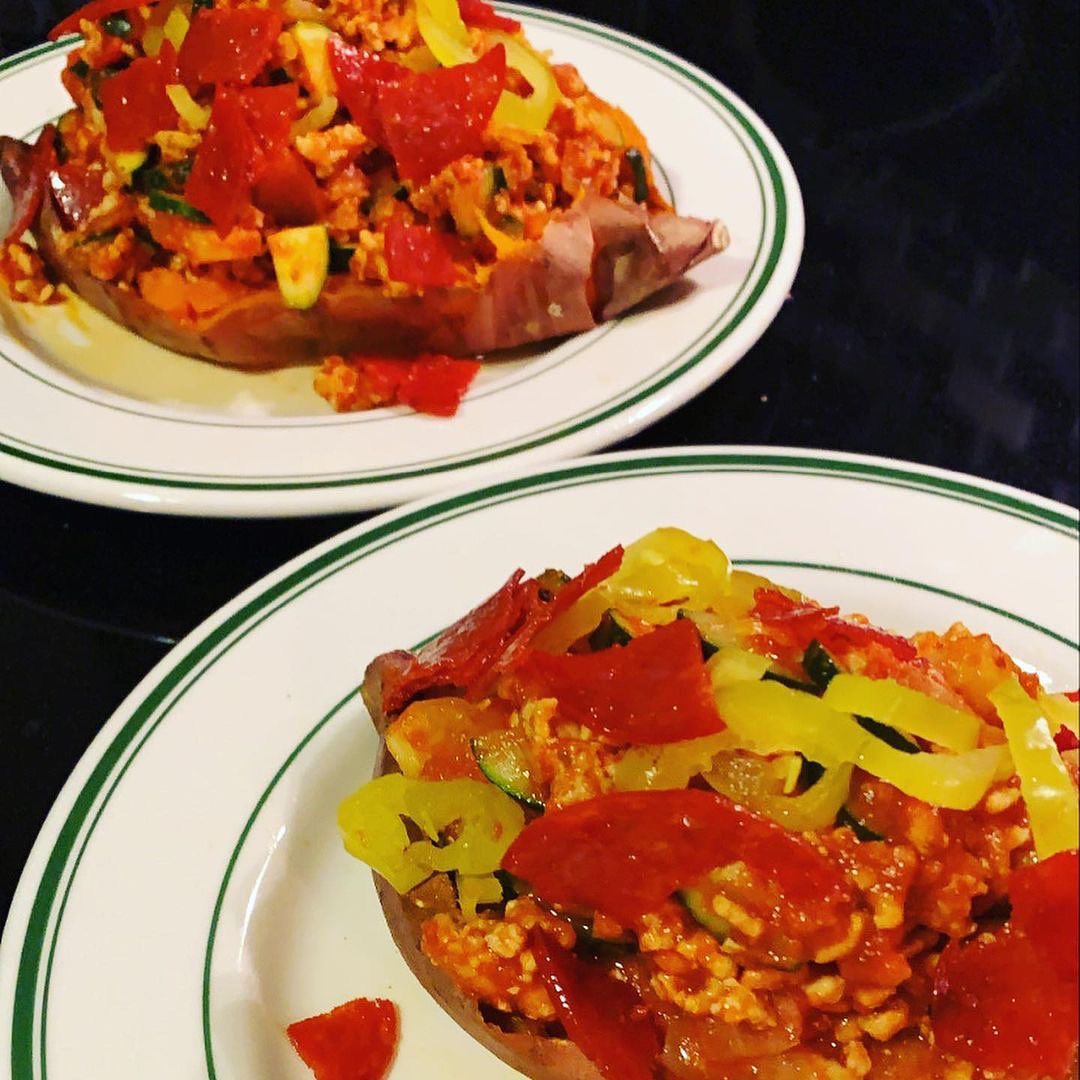 Pizza Stuffed Sweet Potatoes