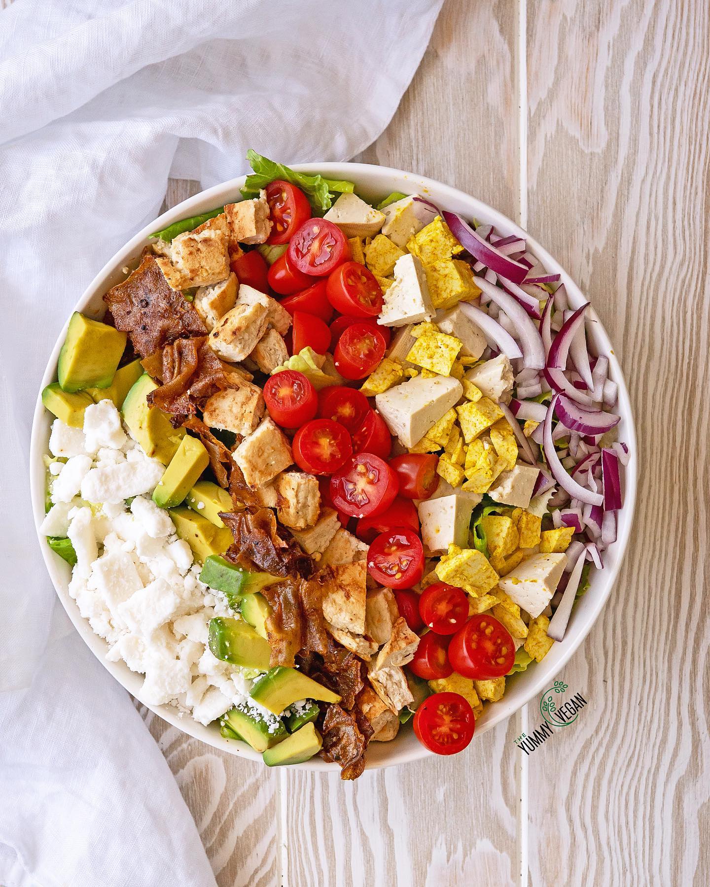 Vegan Cobb Salad with Rice Paper Bacon