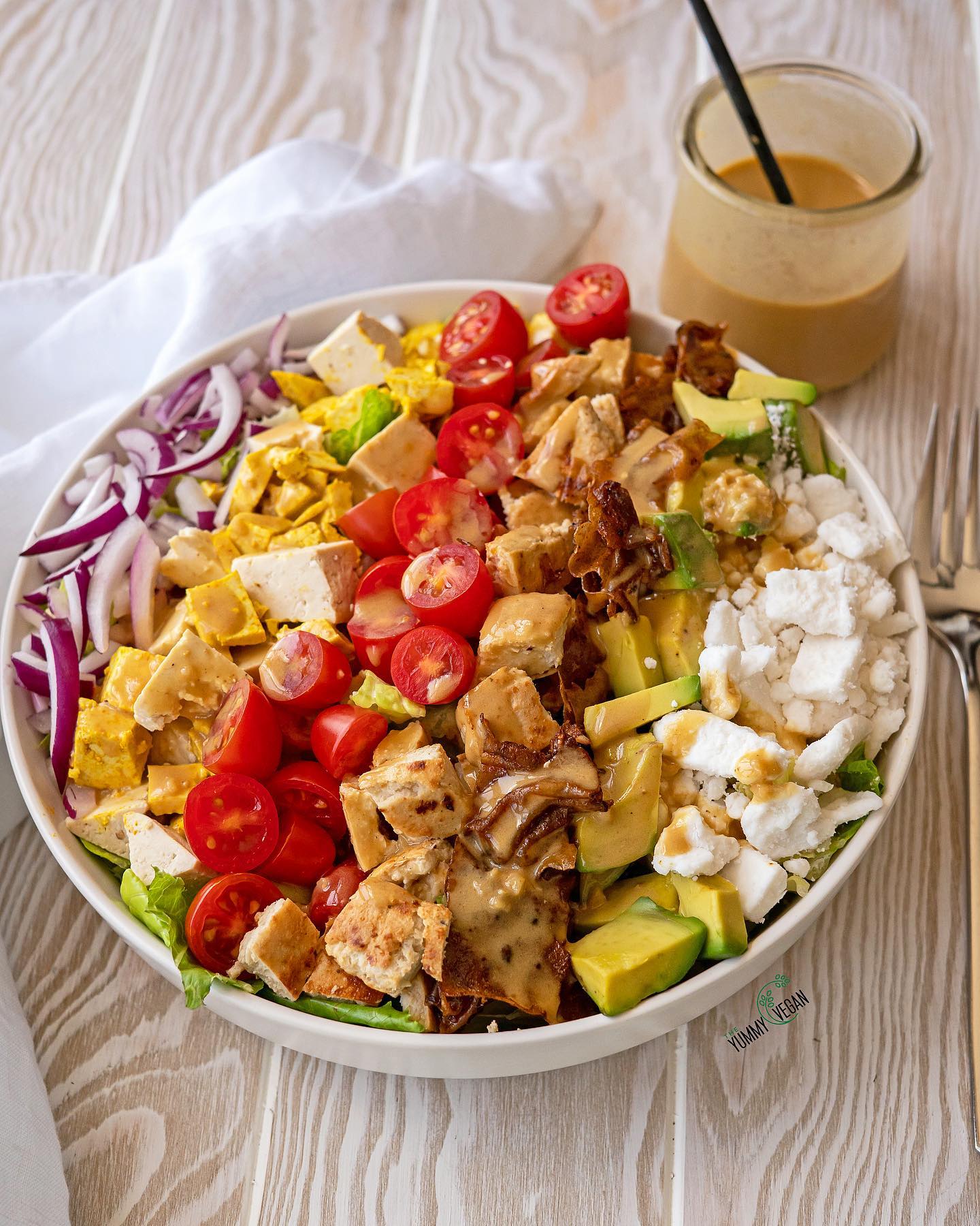 Vegan Cobb Salad with Rice Paper Bacon