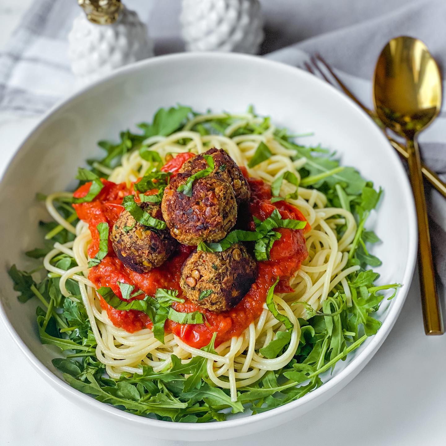 Lentil Meatballs with Pasta and Sauce 🍝 [Gf, Vegan]