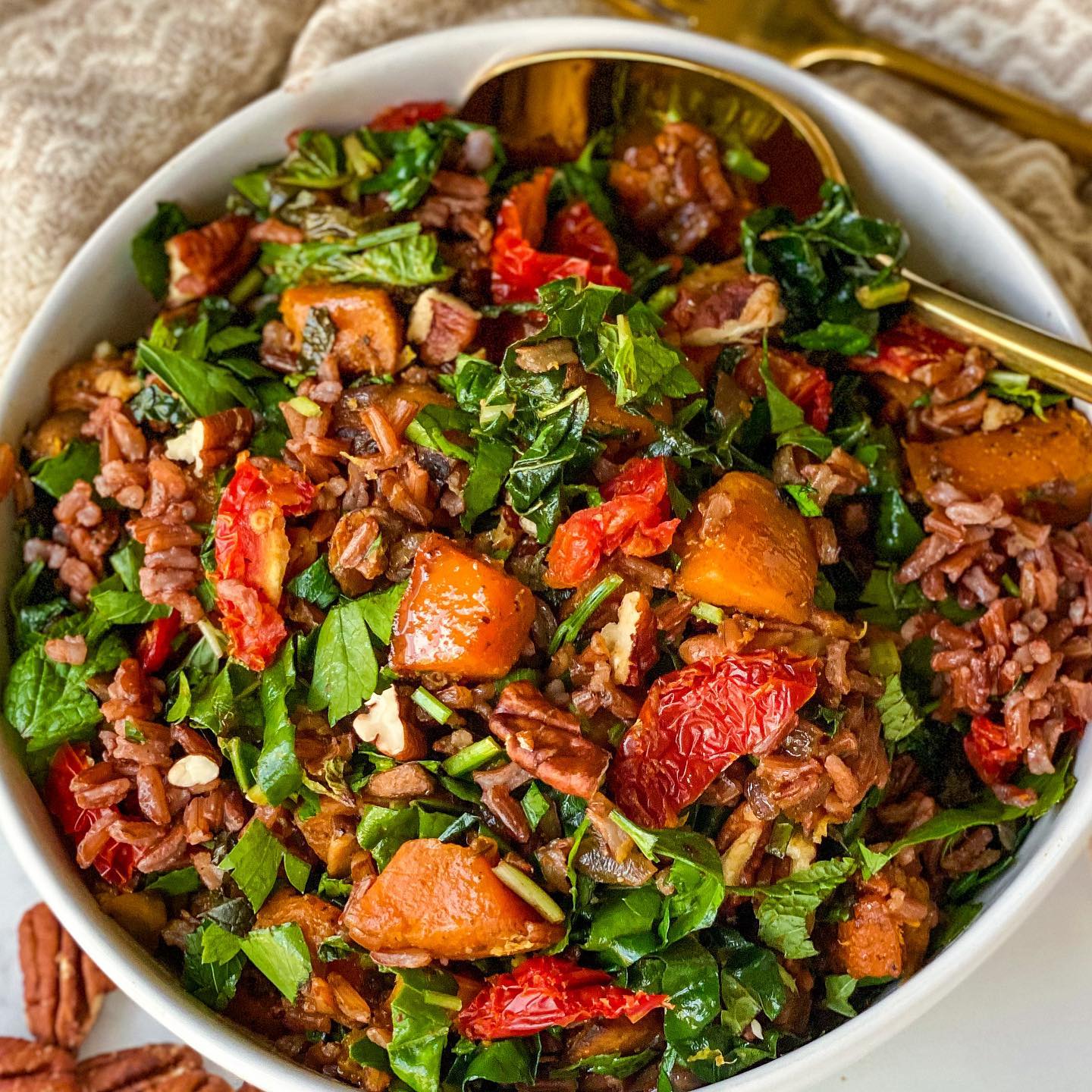 Protein-Packed Red Rice and Roasted Squash Salad