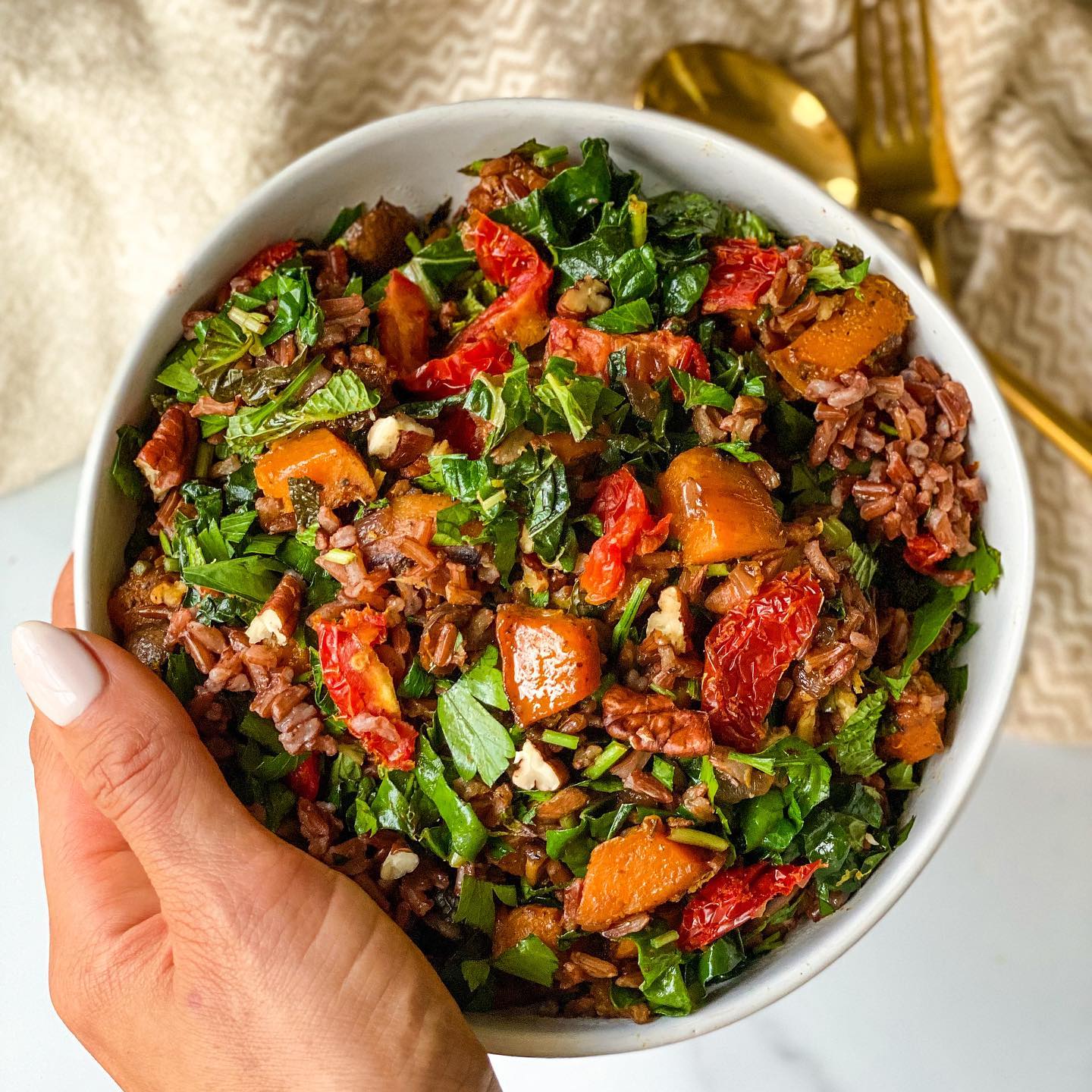 Protein-Packed Red Rice and Roasted Squash Salad