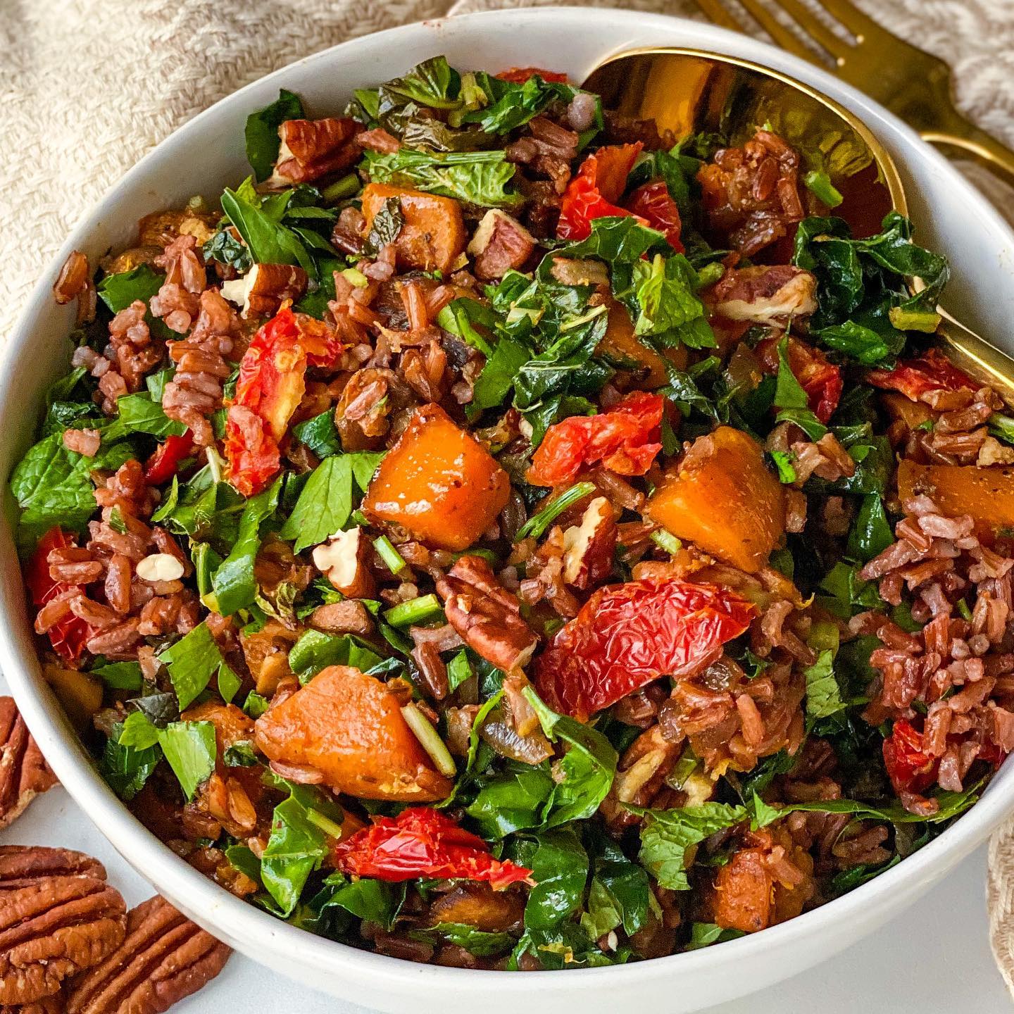 Protein-Packed Red Rice and Roasted Squash Salad