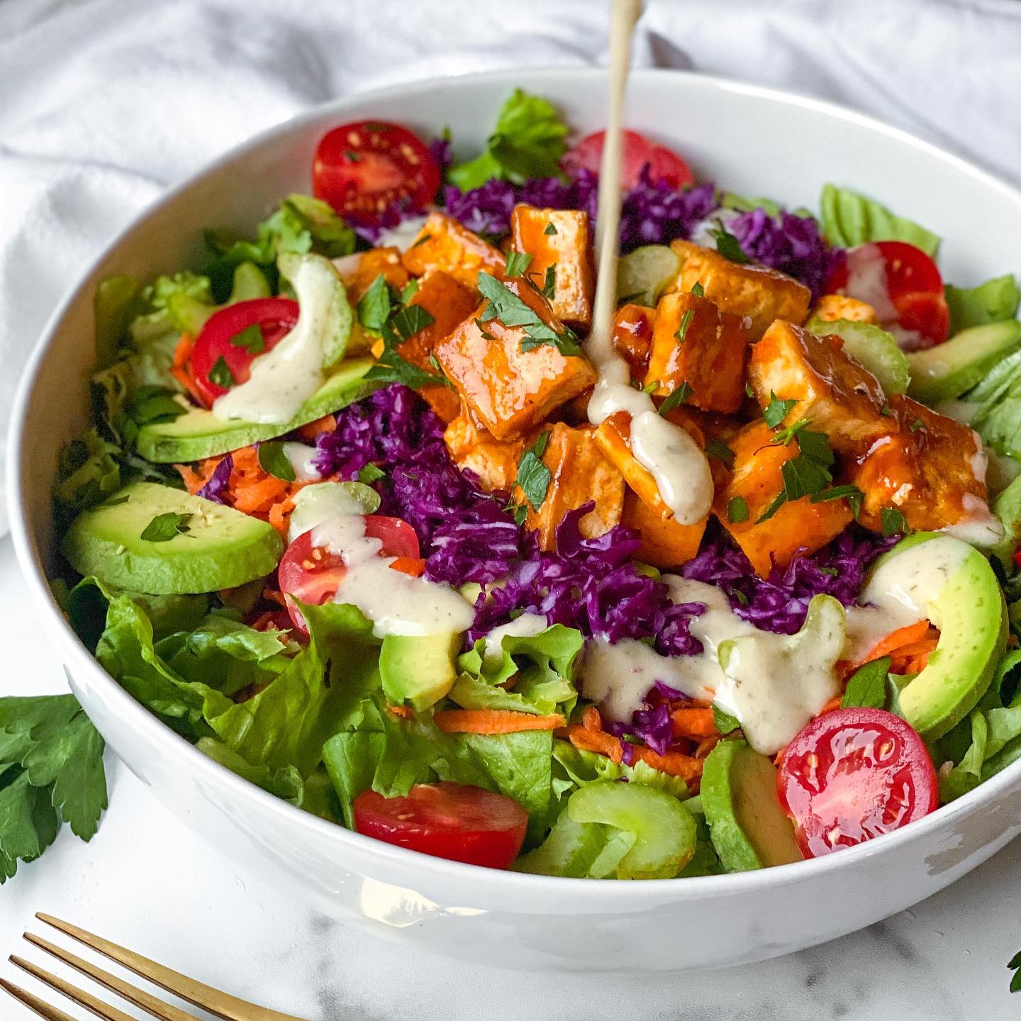 Crispy Buffalo Tofu Salad