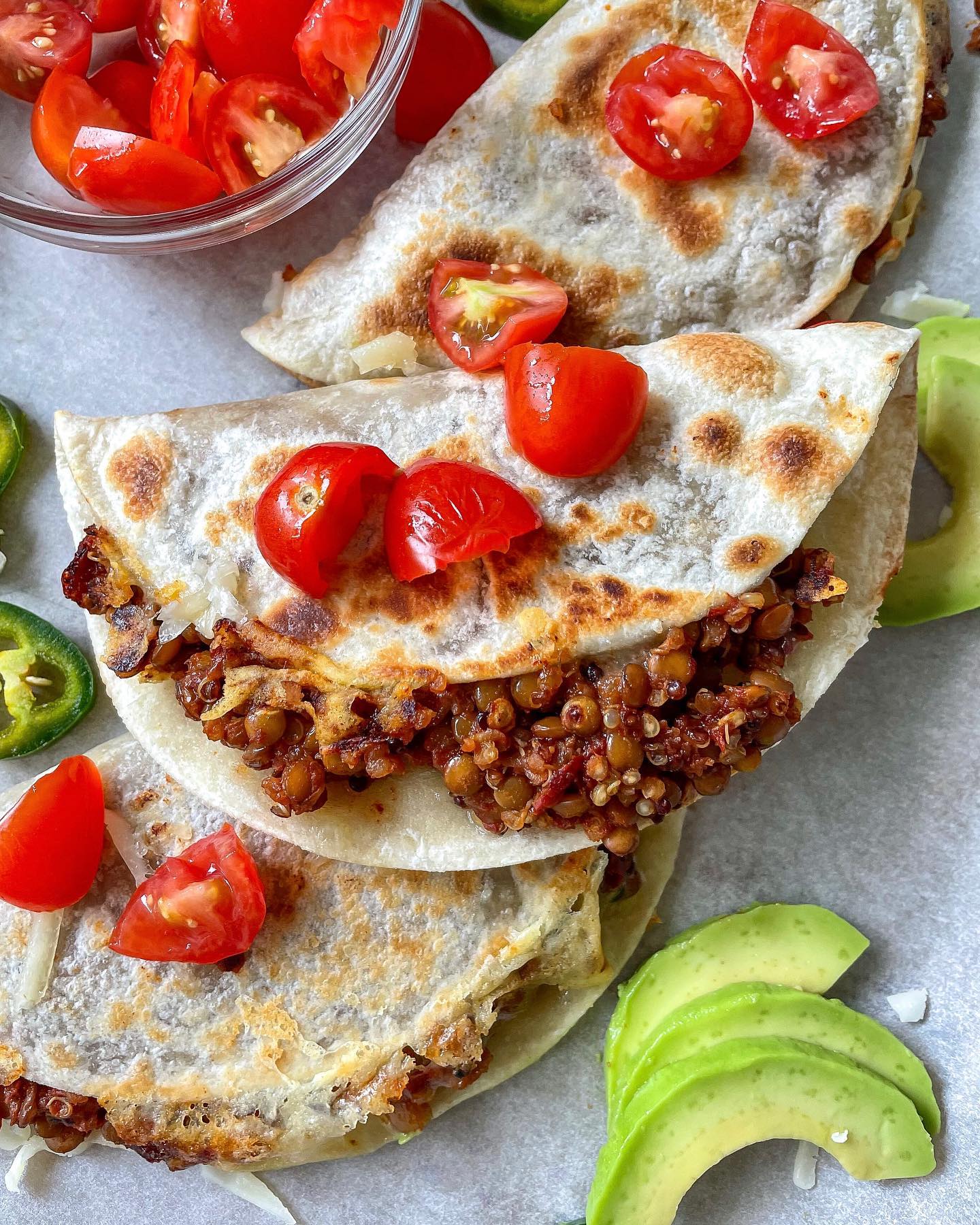 Easy Cheesy Lentil Quesadillas