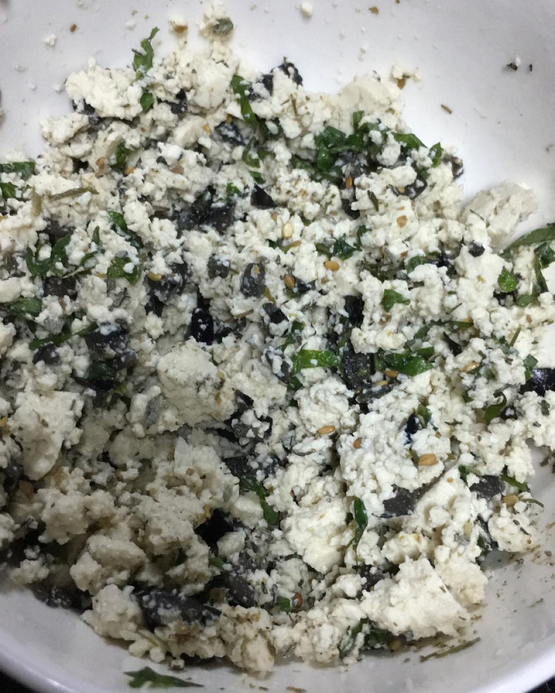 Feta cheese and mint Samosa filling
