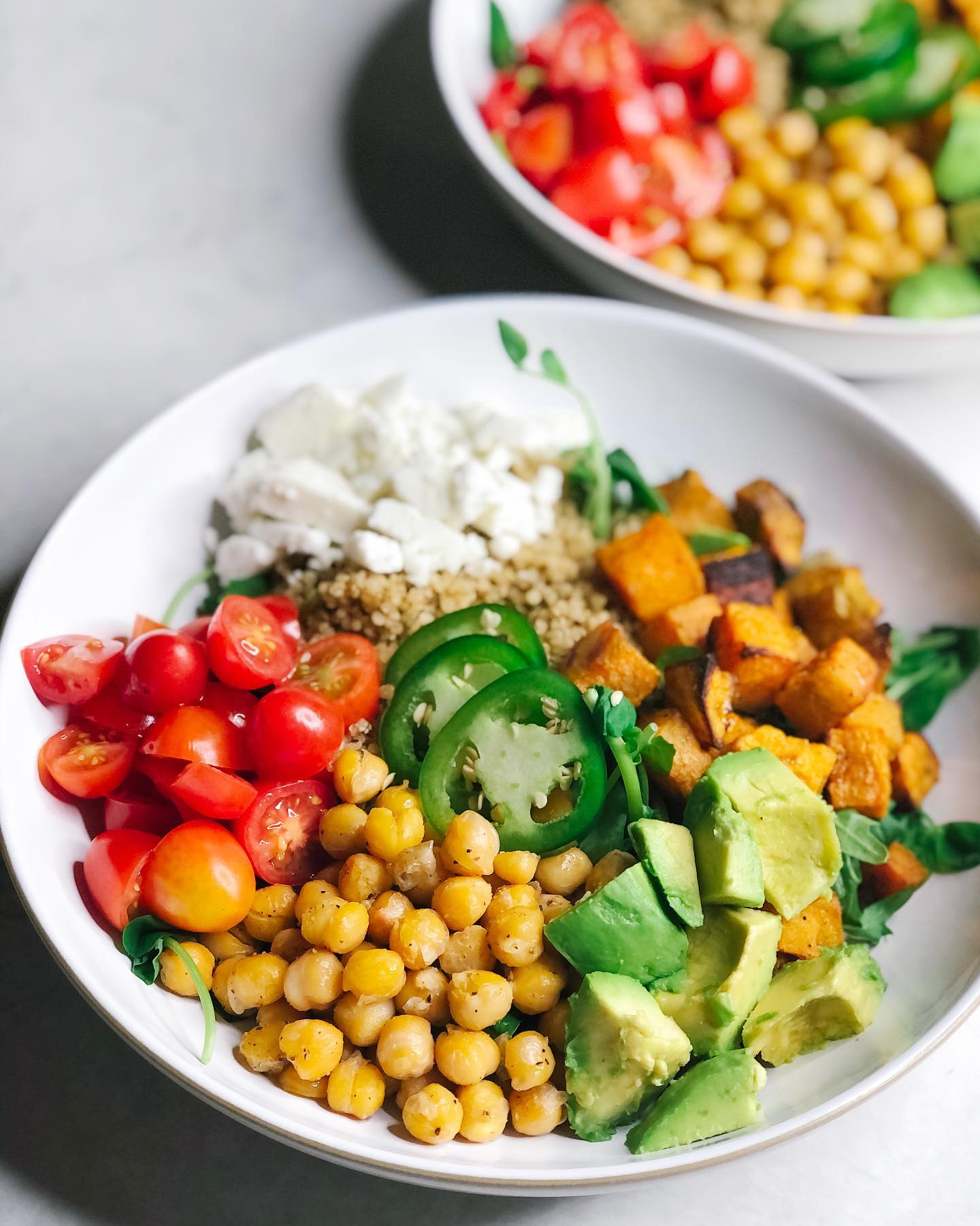 Sweet Potato Quinoa Bowls with Chickpeas and Feta