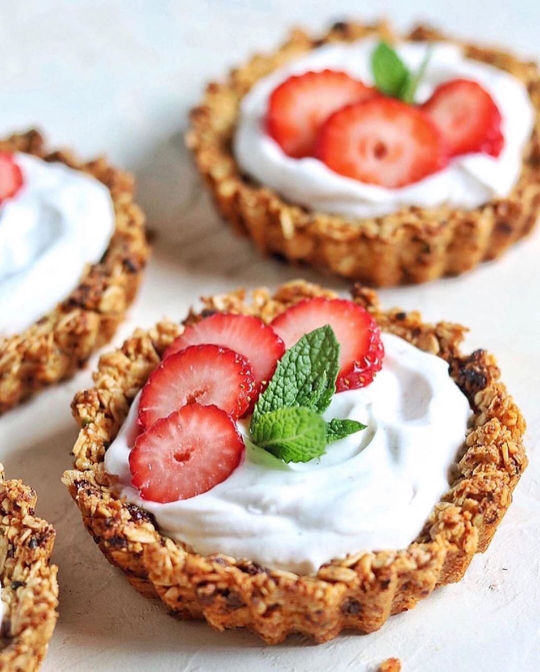 Strawberry and Vanilla Granola Tarts