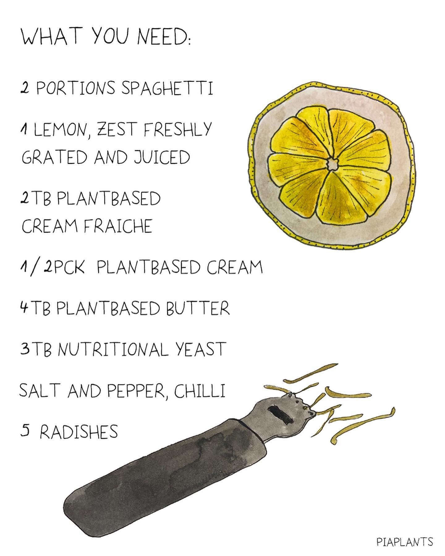 Creamy Lemon Pasta with Crunchy Radish Toppings
