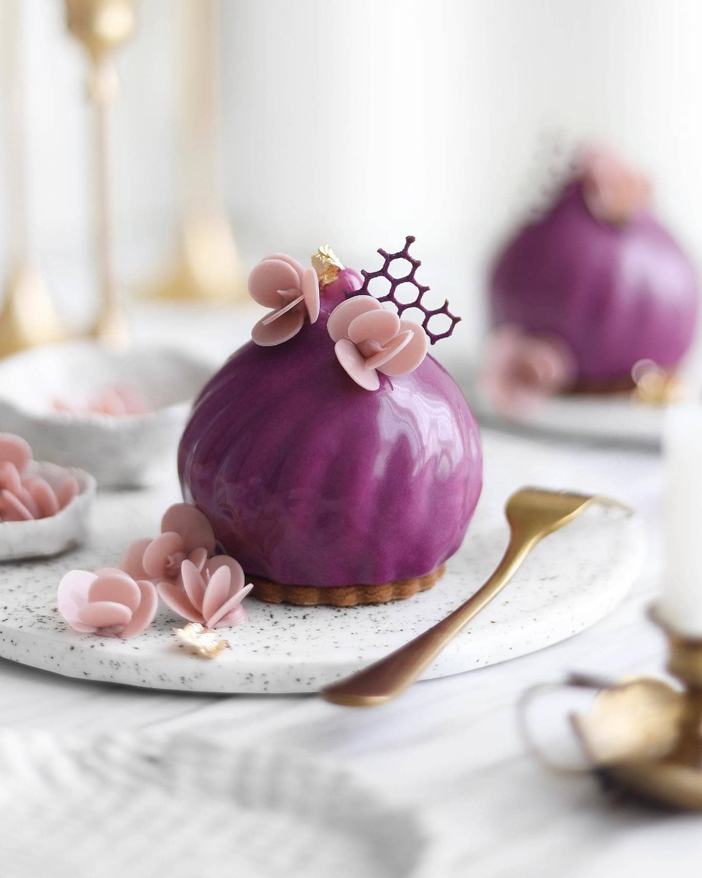 Berry Mousse Cake with Almond Sablé, Mixed Berry Jelly, and White Chocolate Mousse