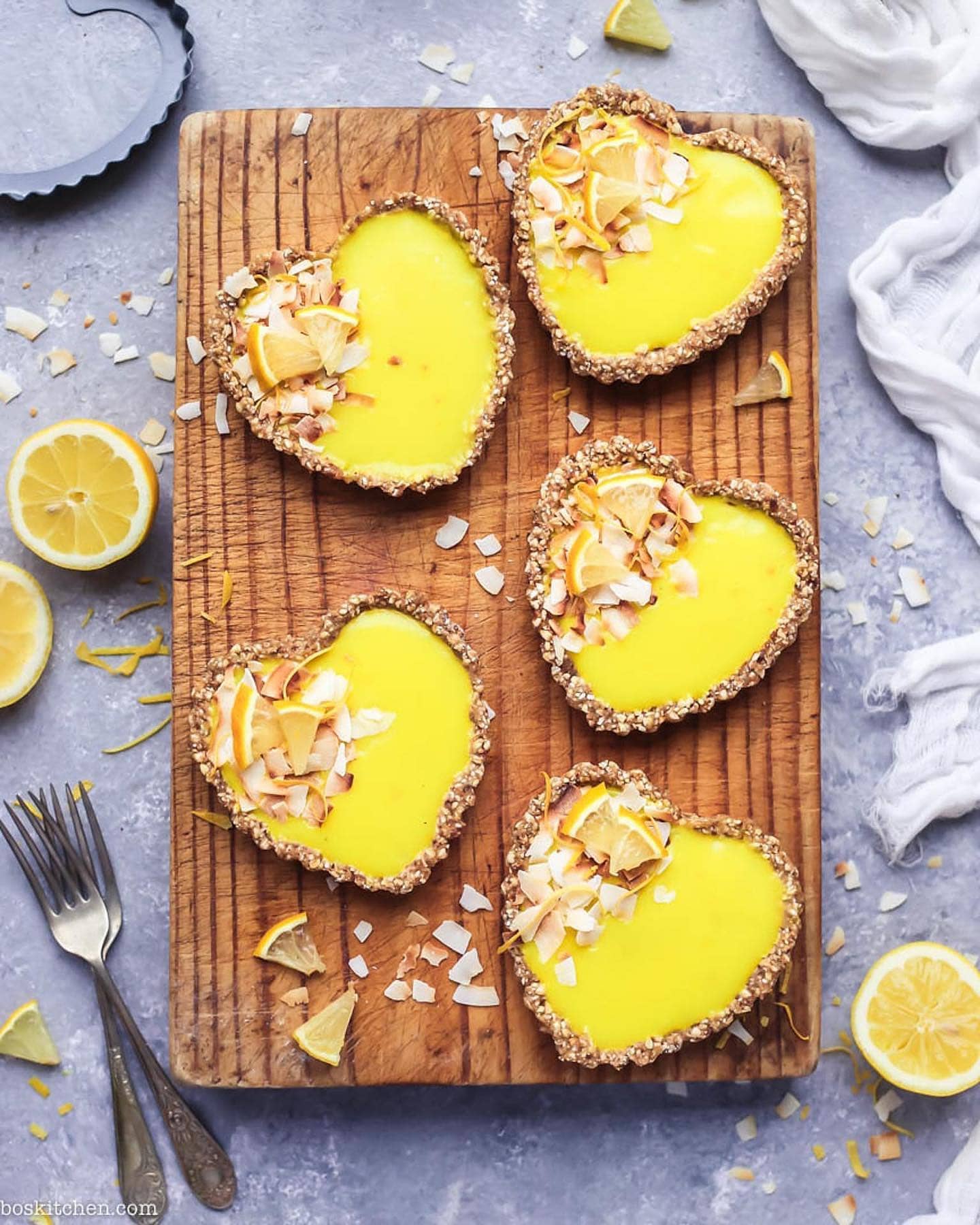 Cherry Little Lemon Tarts with Buckwheat Crust and Vegan Lemon Curd