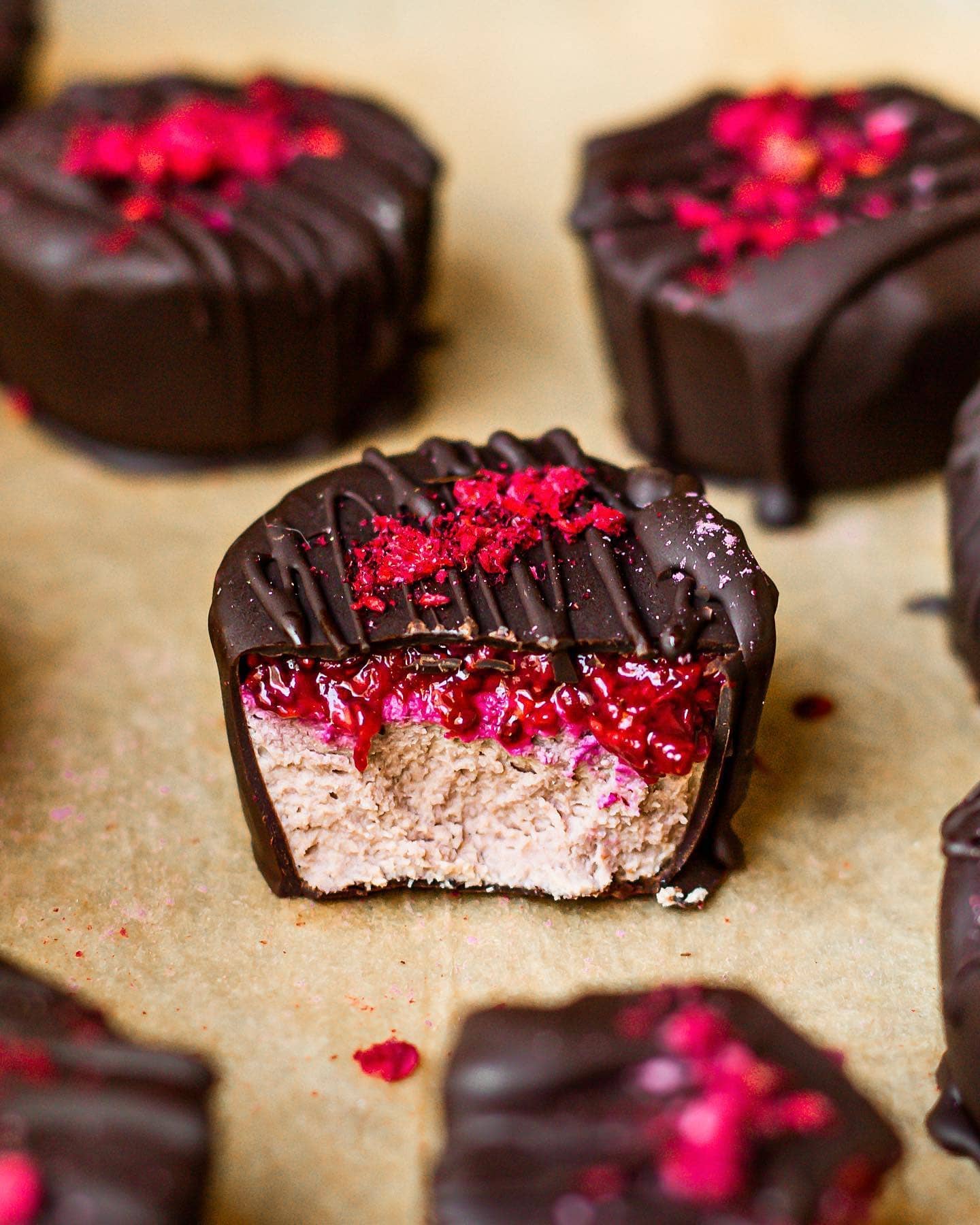 Raspberry Rose Chocolate Bites with Reishi and Mucuna