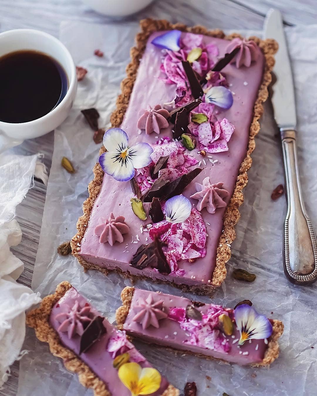 Vegan Raspberry Cheesecake with Granola Crust